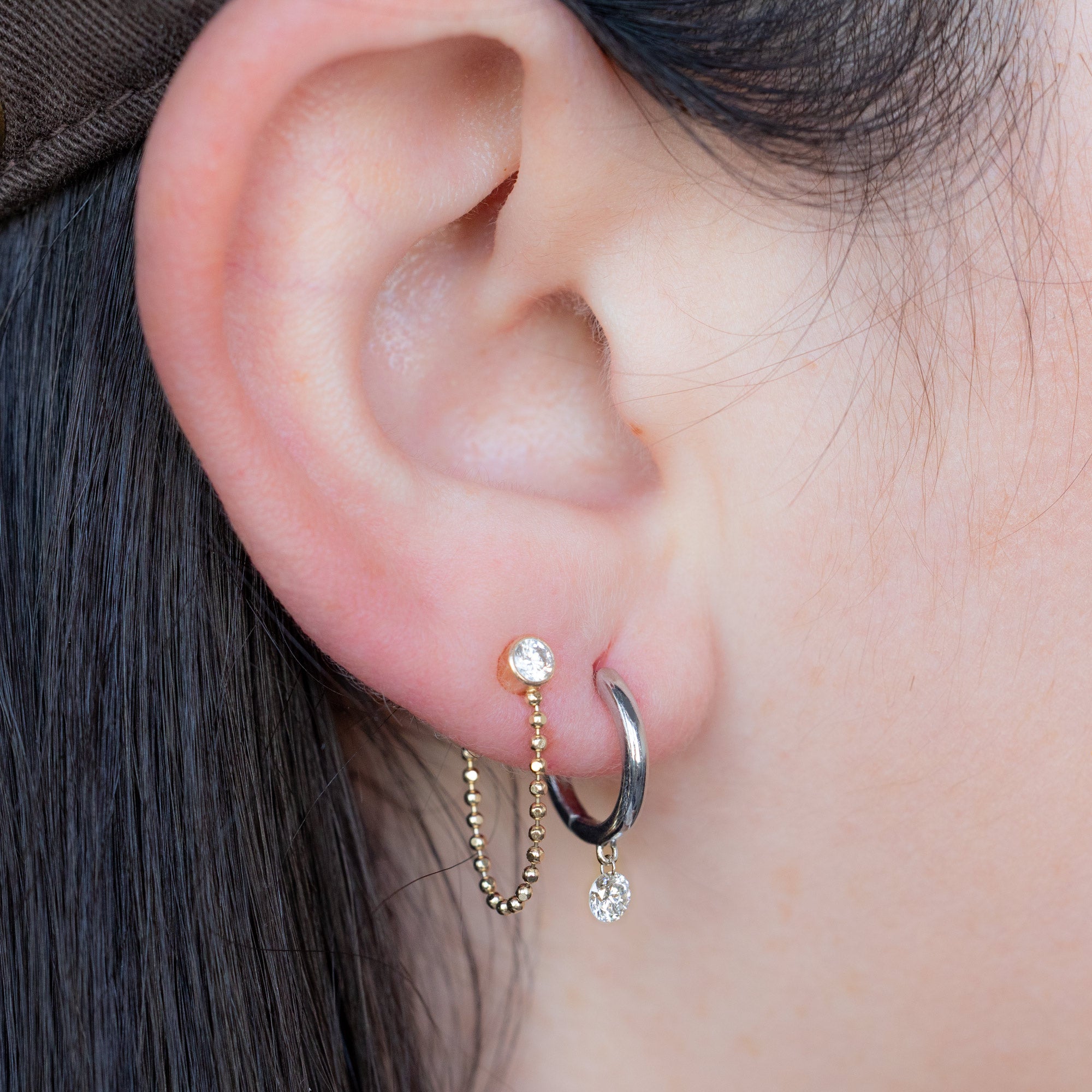 Alexis Russell  Earrings Lab Grown White Diamond Hoop Earrings | Sterling Silver