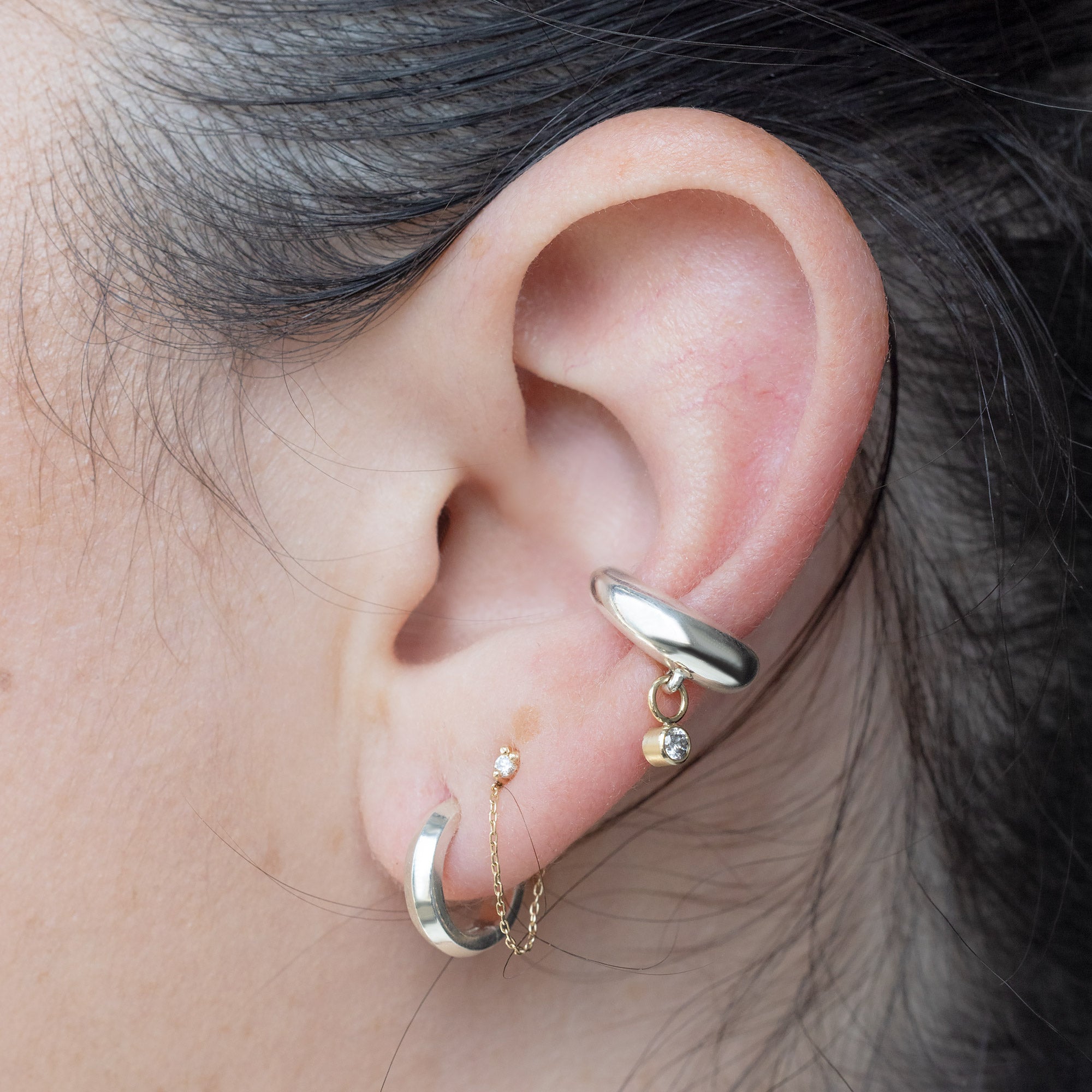 Alexis Russell  Earrings Chunky Birthstone Ear Cuff | Sterling Silver