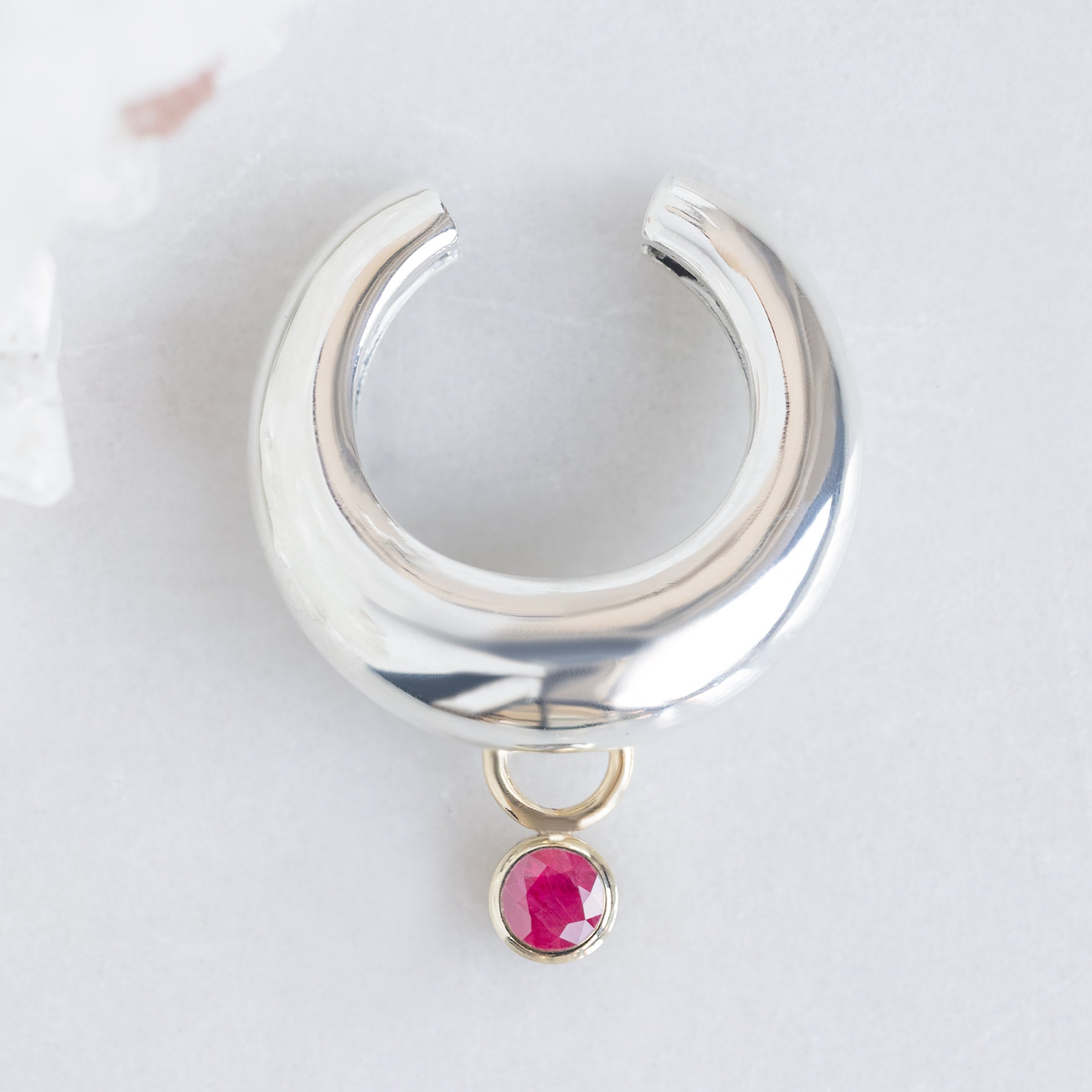 Alexis Russell  Earrings Chunky Birthstone Ear Cuff | Sterling Silver