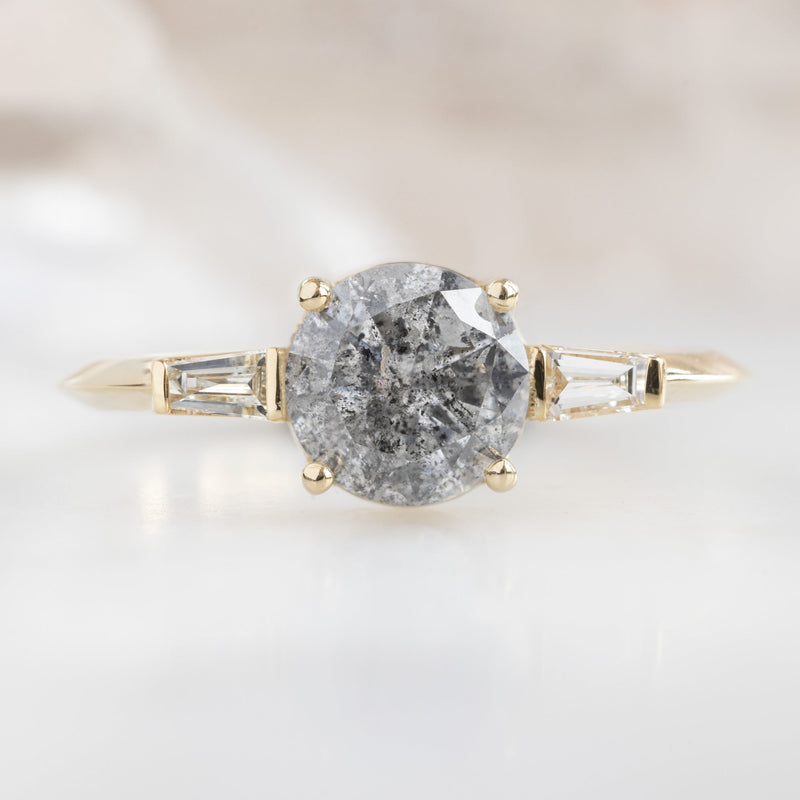 The Ash Ring 0.99ct Round Salt and Pepper Diamond in 14K Yellow Gold Alexis Russell