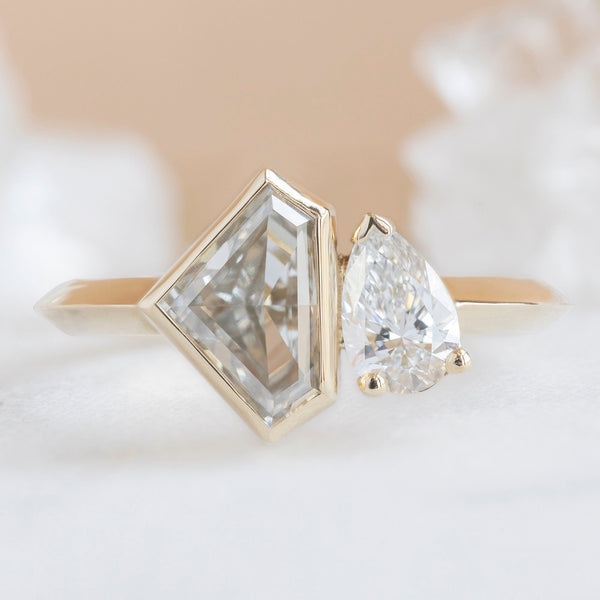 Alexis Russell Engagement Rings The You and Me Ring | 1.36ct Lab Grown Shield White Diamond in 14K Yellow Gold