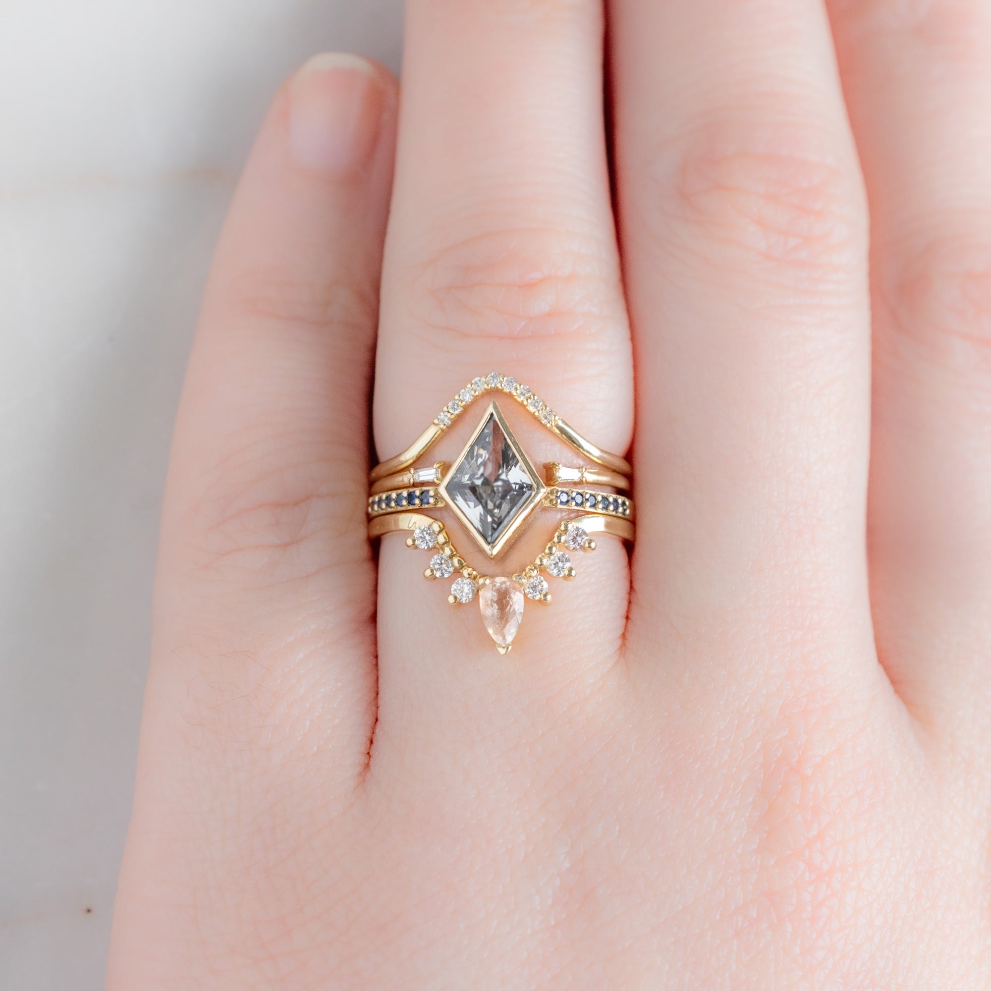 The Willow Ring | 1.50ct Kite White Sapphire in 14K Yellow Gold
