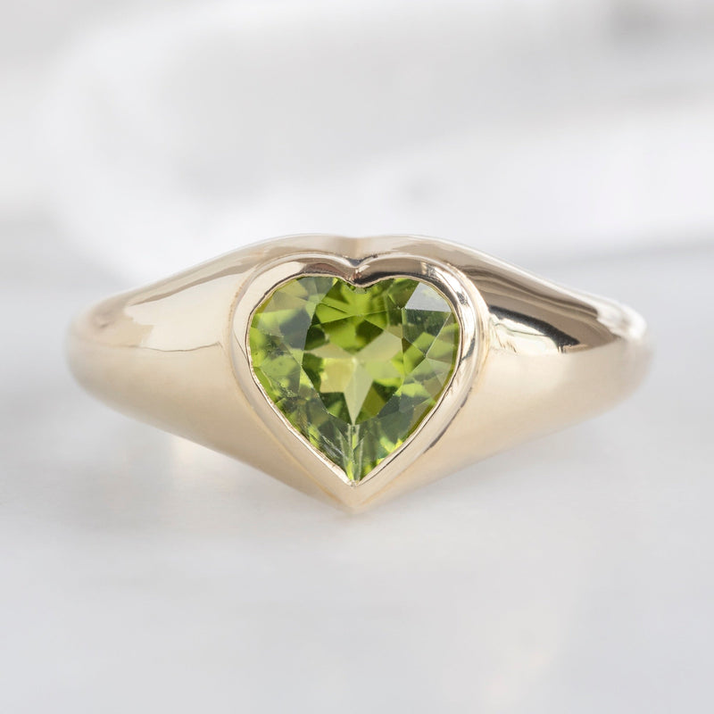 The Signet Ring 1.39ct Heart Peridot in 14K Yellow Gold Alexis Russell