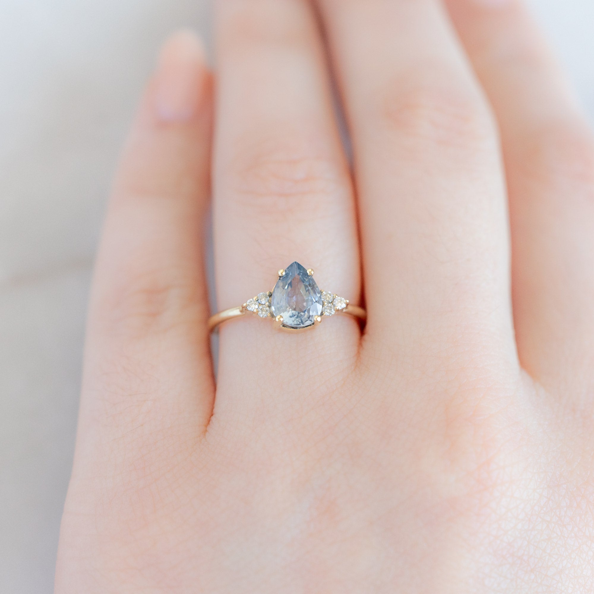The Ivy Ring | 1.5ct Pear Cut Sapphire in 14K Yellow Gold