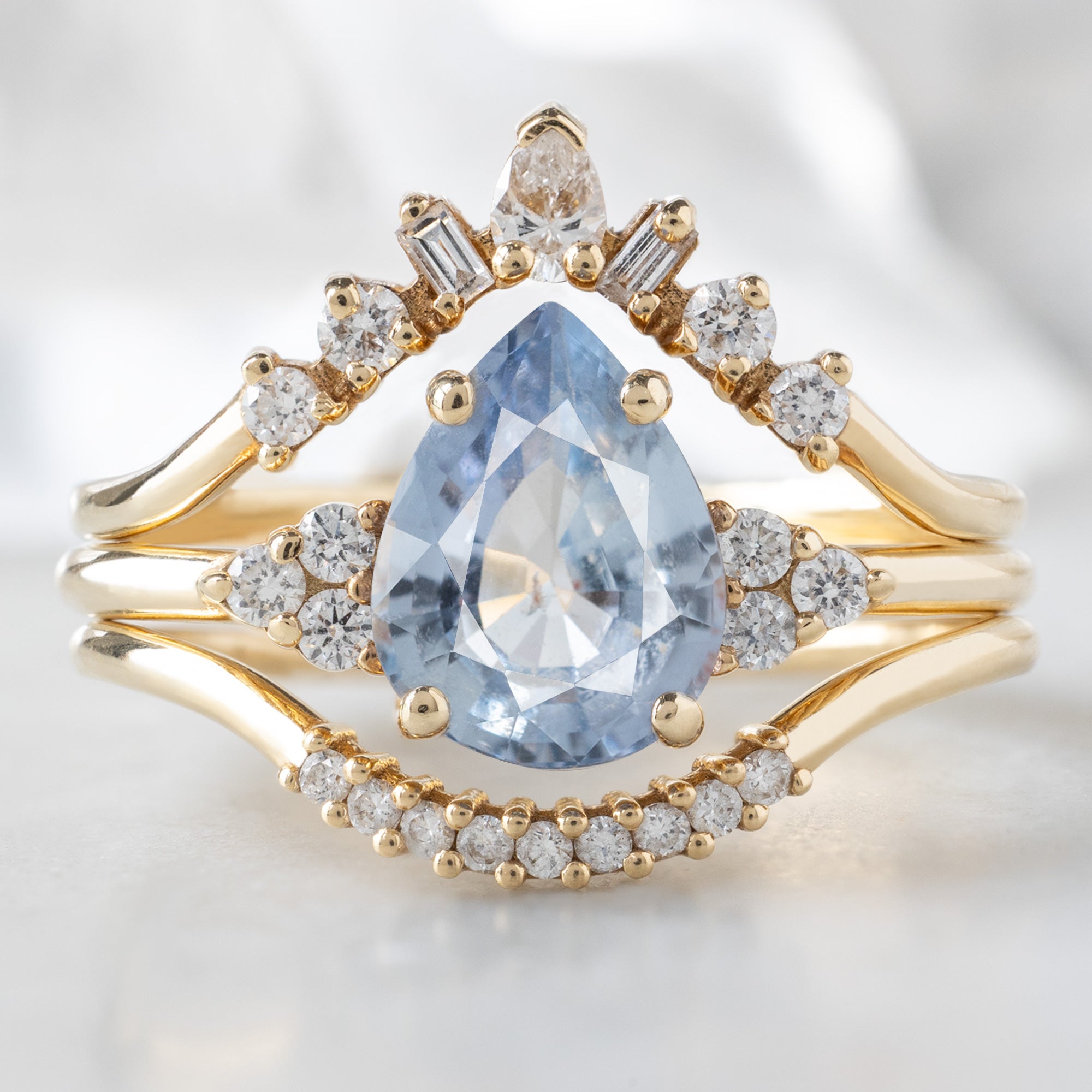 The Ivy Ring | 1.5ct Pear Cut Sapphire in 14K Yellow Gold