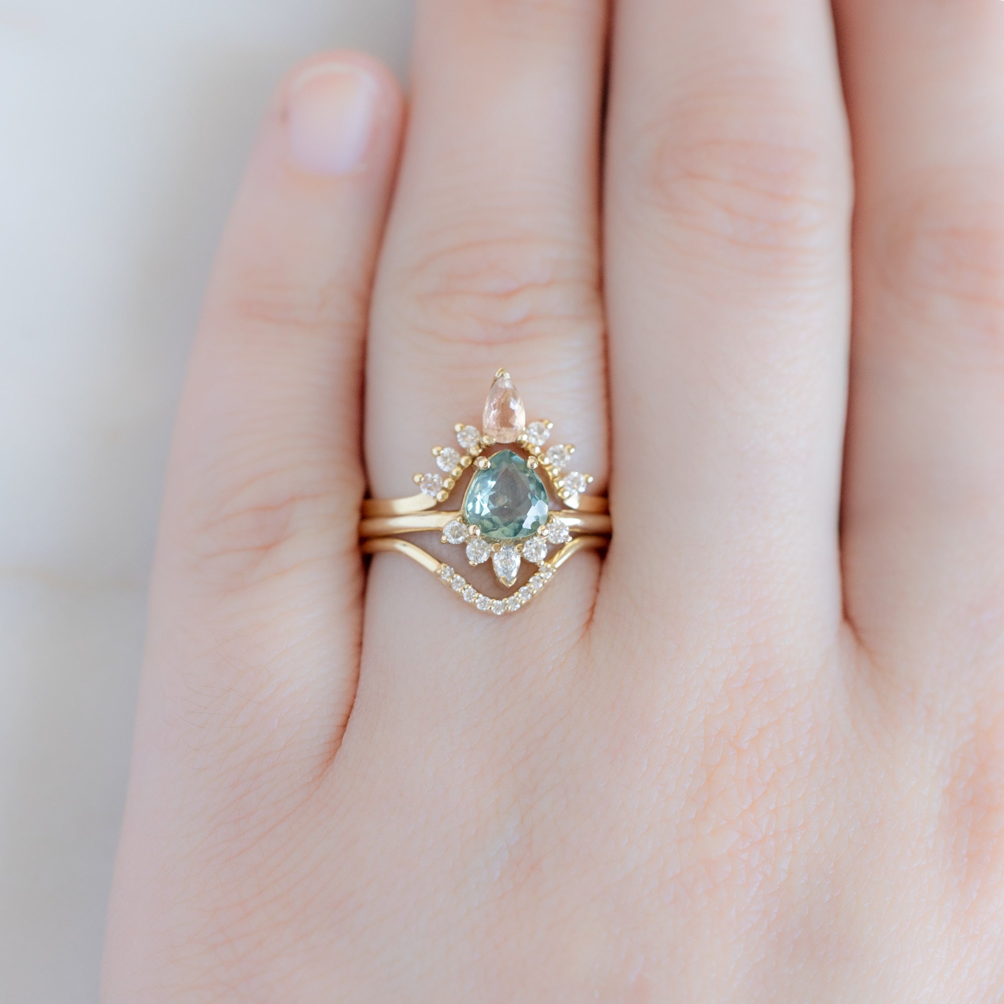 The Aster Ring | 1.03ct Pear Cut Sapphire in 14K Yellow Gold