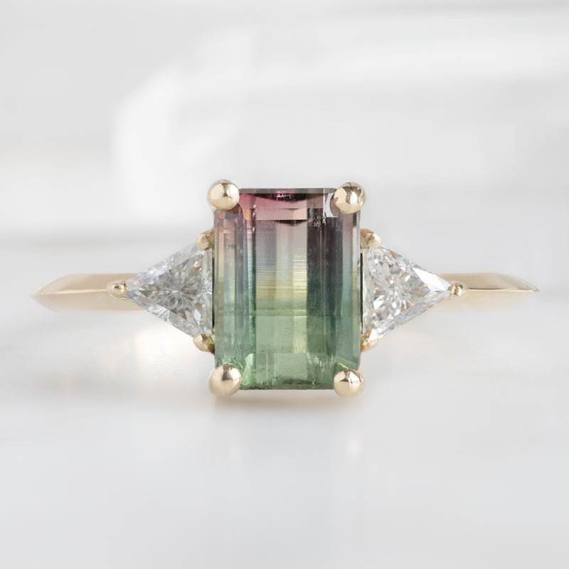 The Jade Ring 1.11ct Emerald Cut Watermelon Tourmaline in 14K Yellow Alexis Russell