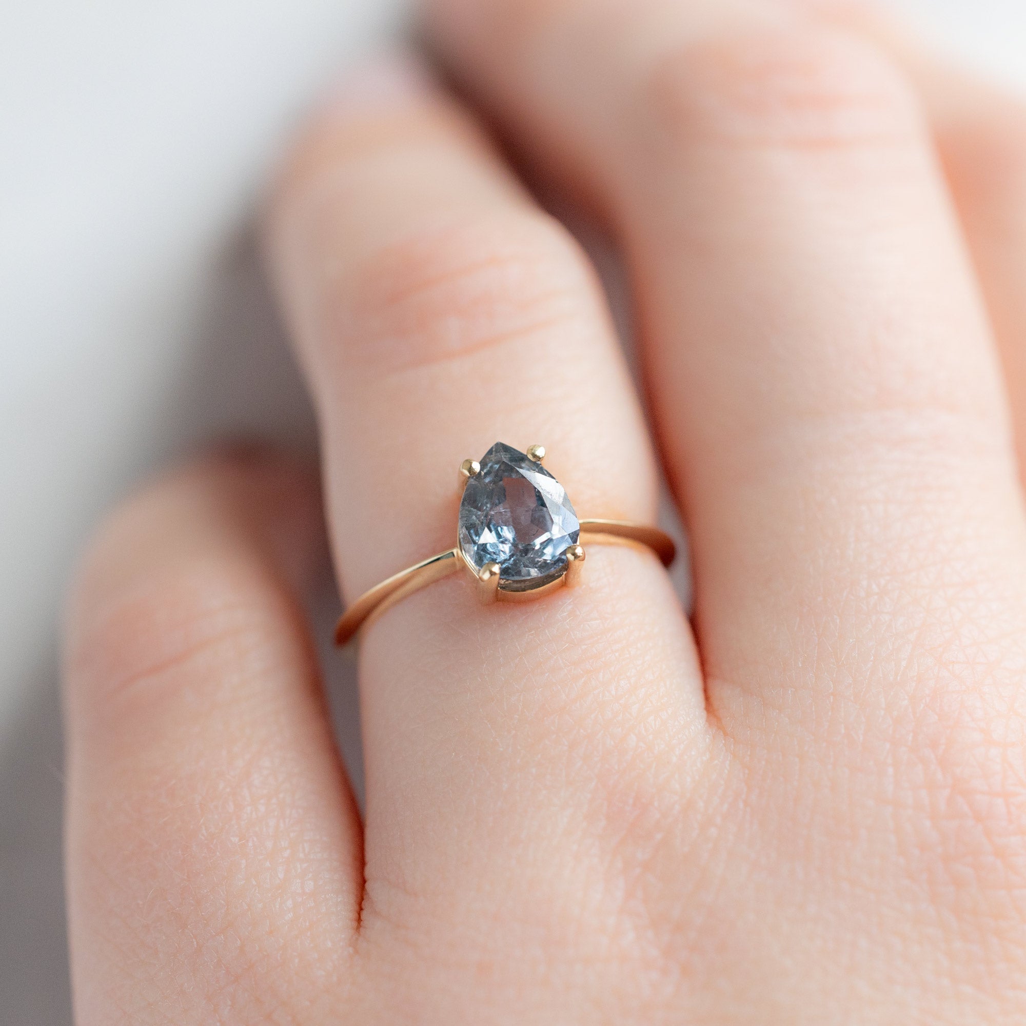 The Bryn Ring | 1.42ct Pear Cut Blue Sapphire in 14K Yellow Gold