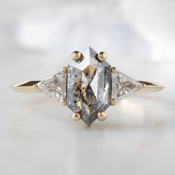 Alexis Russell  Engagement Rings The Jade Ring | 1.18ct Hexagon Salt and Pepper Diamond in 14K Yellow Gold