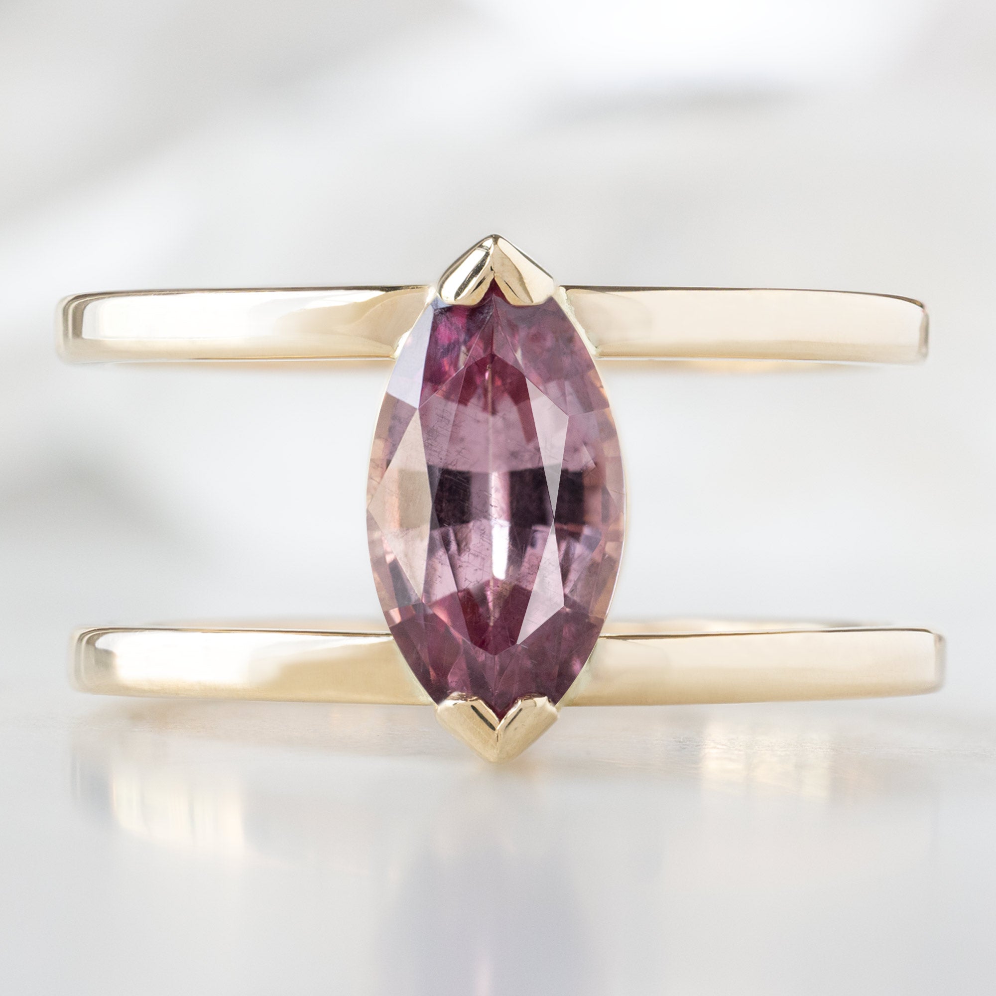 The Poppy Ring | 1.38ct Marquise Mauve Garnet in 14K Yellow Gold