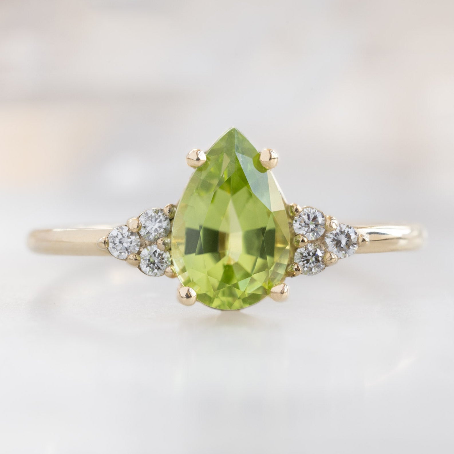 The Ivy Ring | 0.73ct Pear Peridot in 14K Yellow Gold
