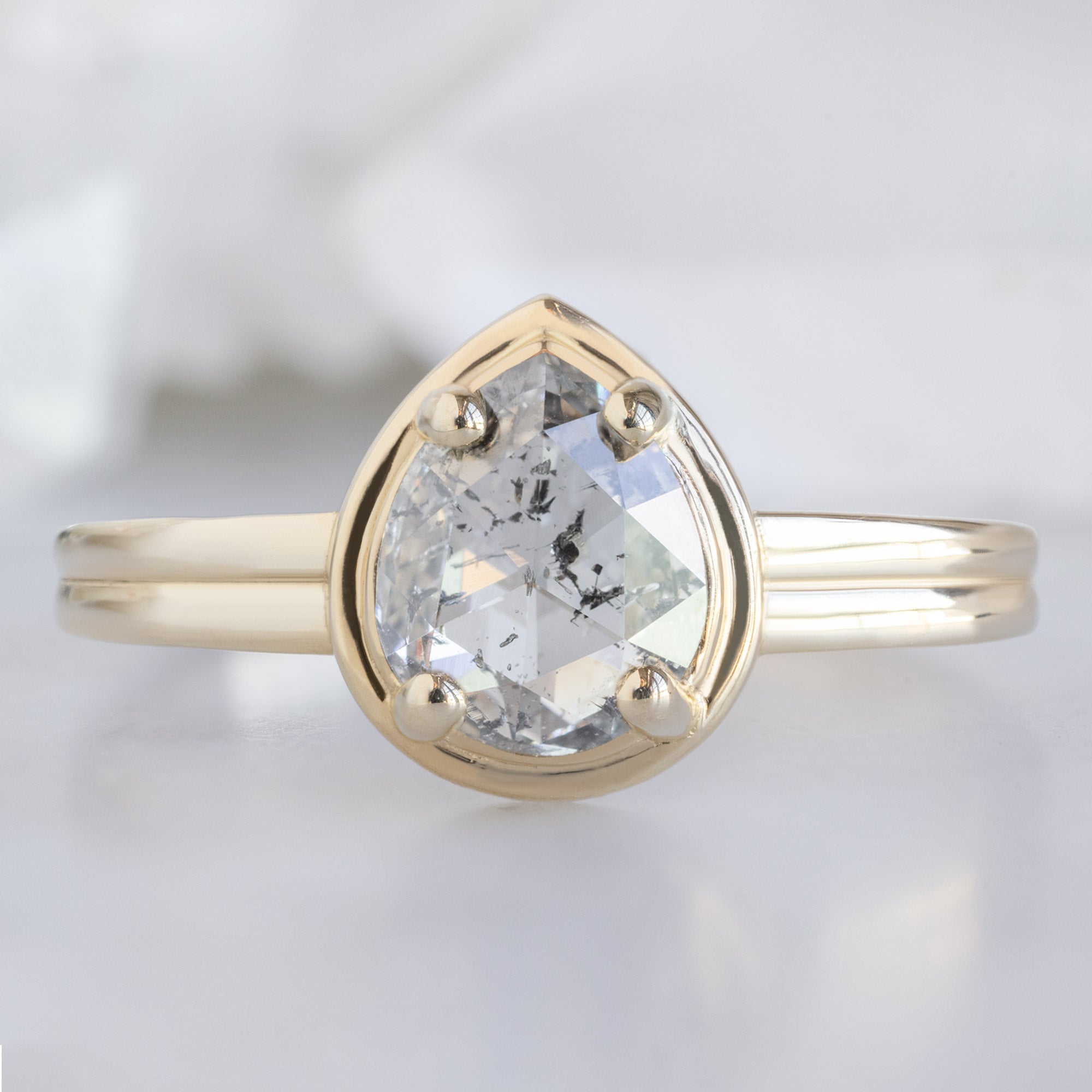 Alexis Russell  Engagement Rings The Stratum Ring | .91ct Pear Salt and Pepper Diamond in 14K Yellow Gold