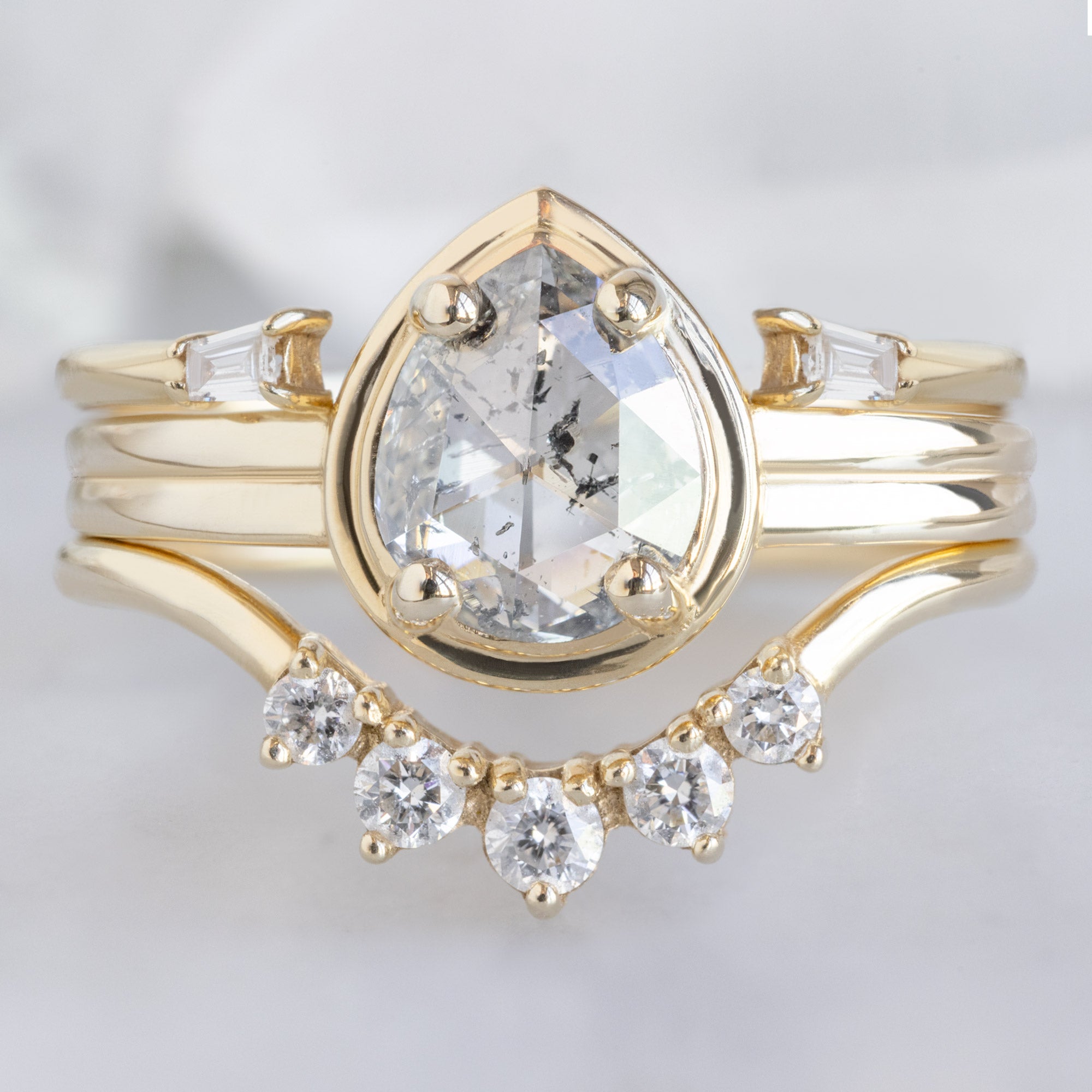 Alexis Russell  Engagement Rings The Stratum Ring | .91ct Pear Salt and Pepper Diamond in 14K Yellow Gold