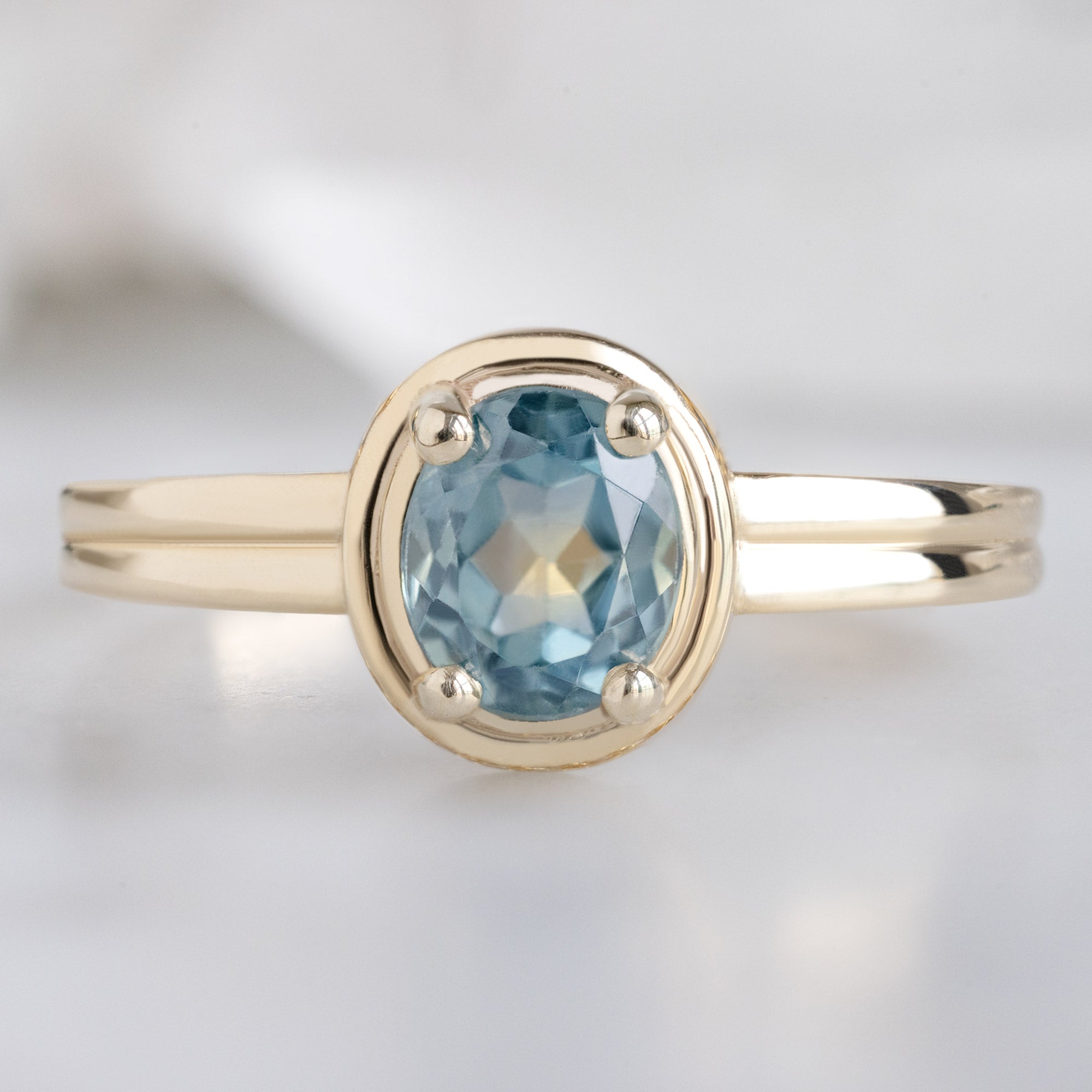 Alexis Russell  Engagement Rings The Stratum Ring | .72ct Oval Montana Sapphire in 14K Yellow Gold