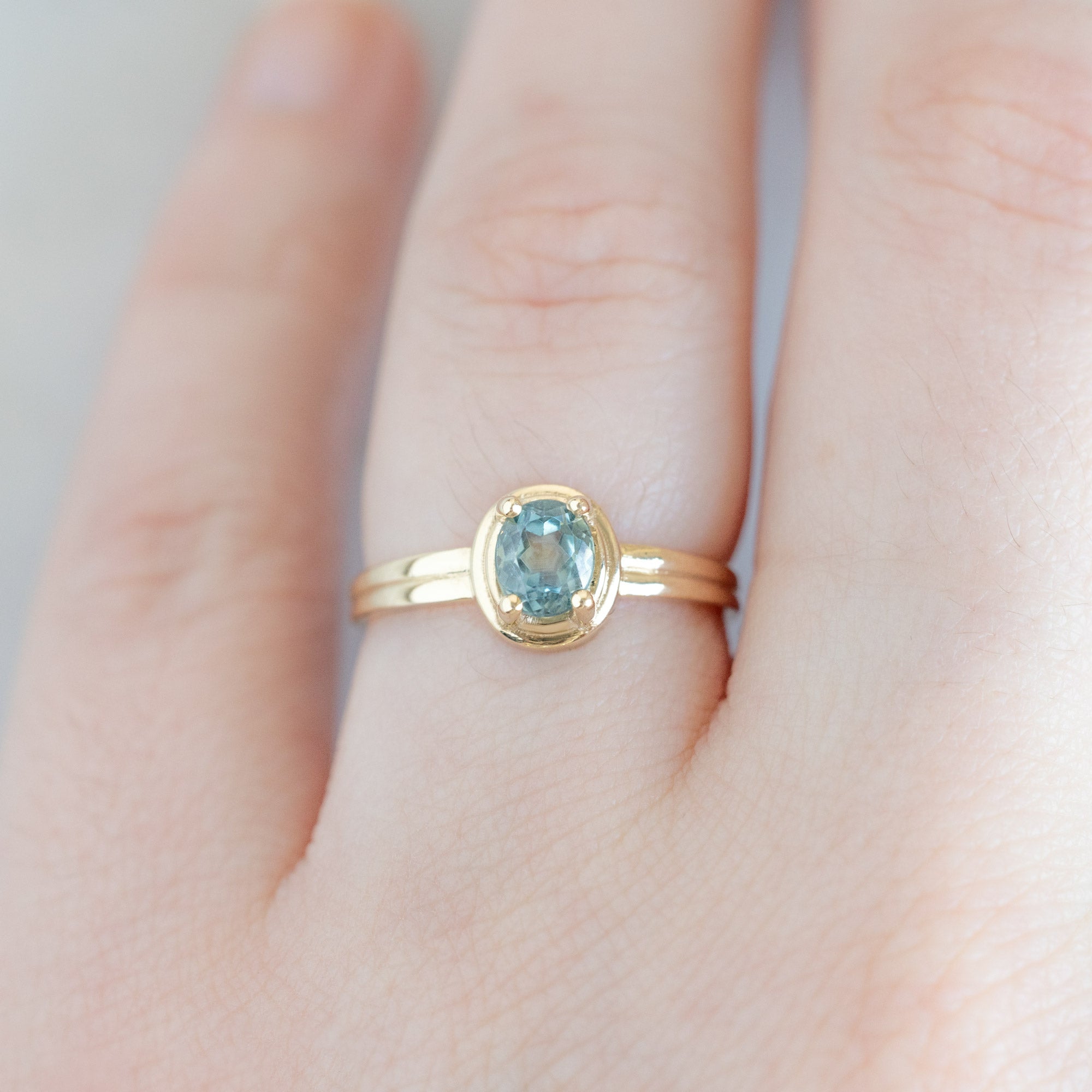 Alexis Russell  Engagement Rings The Stratum Ring | .72ct Oval Montana Sapphire in 14K Yellow Gold