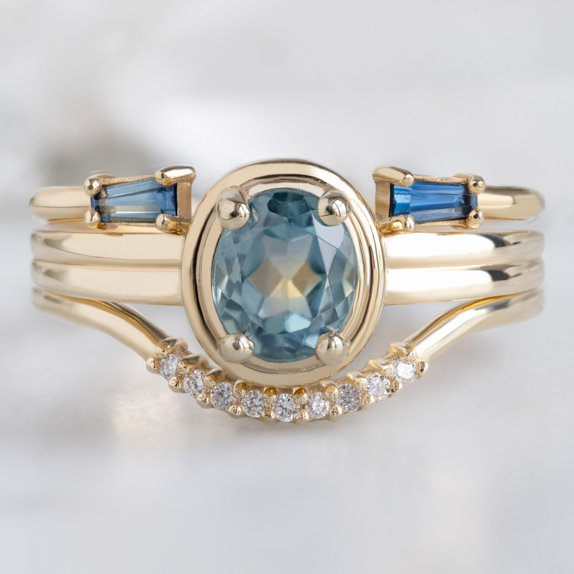 Alexis Russell  Engagement Rings The Stratum Ring | .72ct Oval Montana Sapphire in 14K Yellow Gold