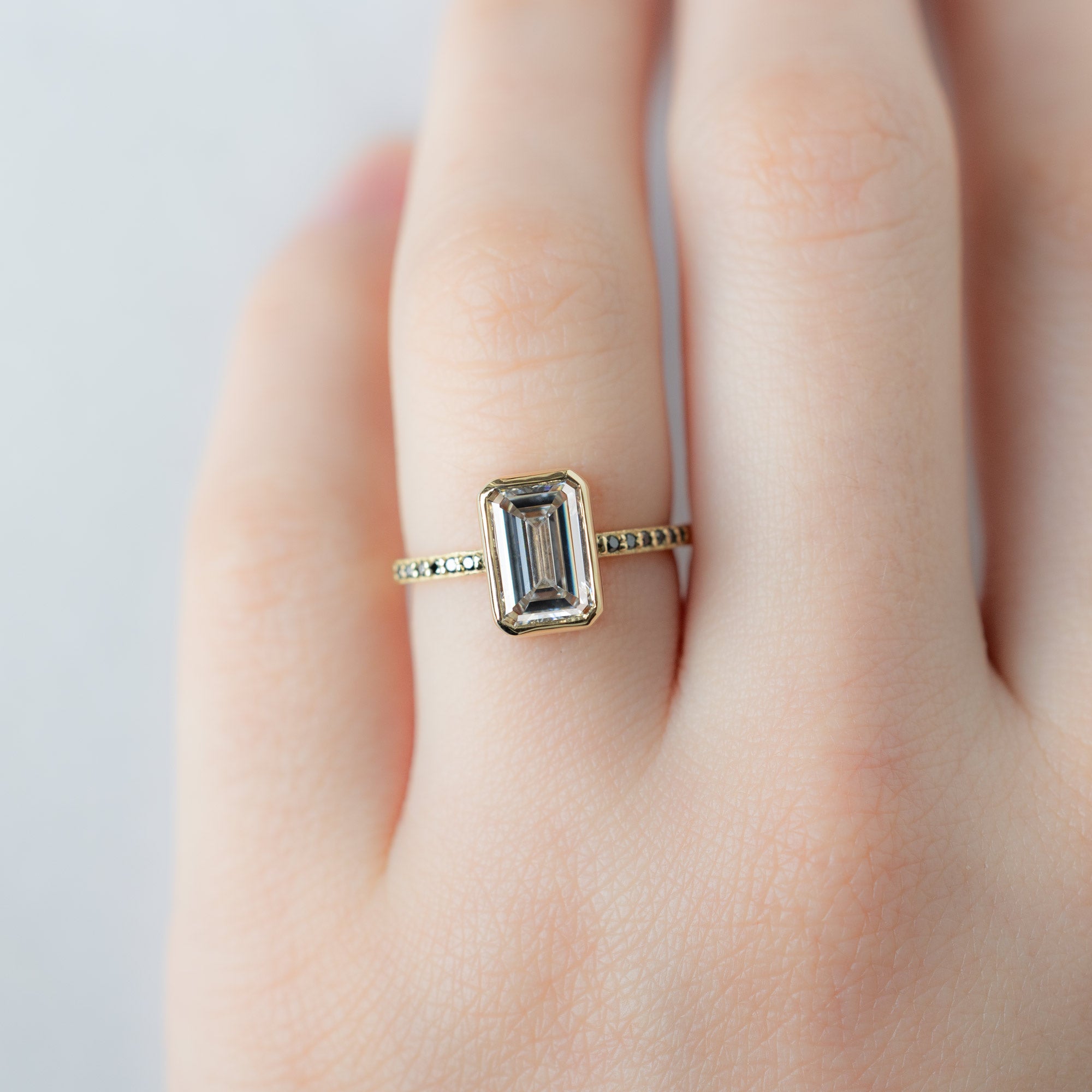 Alexis Russell  Engagement Rings The Willow Ring | 2.50ct Lab Grown Emerald Cut White Diamond in 14K Yellow Gold