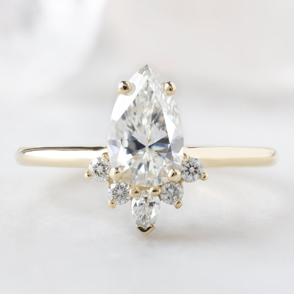 Alexis Russell  Engagement Rings The Aster Ring | .83ct Natural Pear White Diamond in 14K Yellow Gold