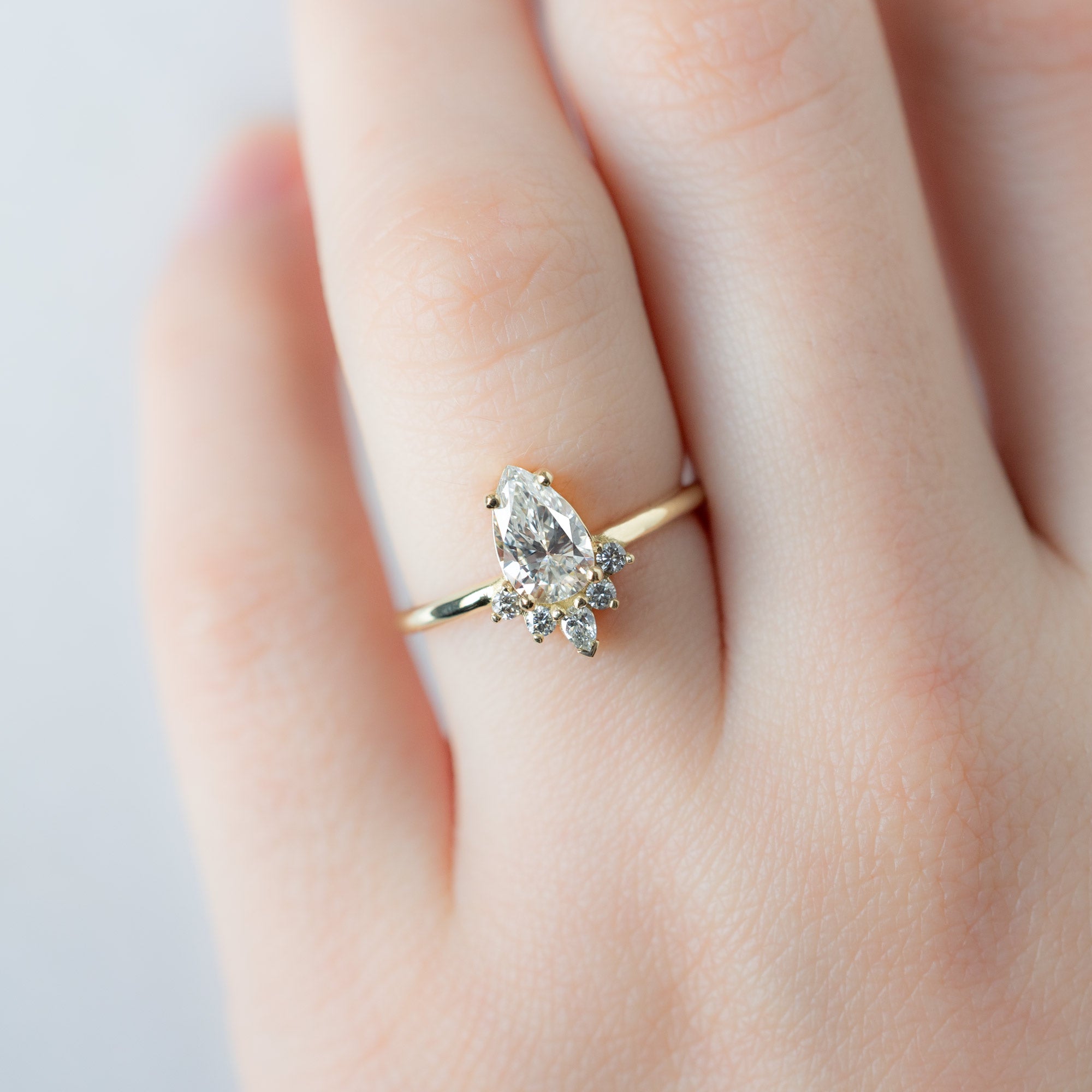 Alexis Russell  Engagement Rings The Aster Ring | .83ct Natural Pear White Diamond in 14K Yellow Gold