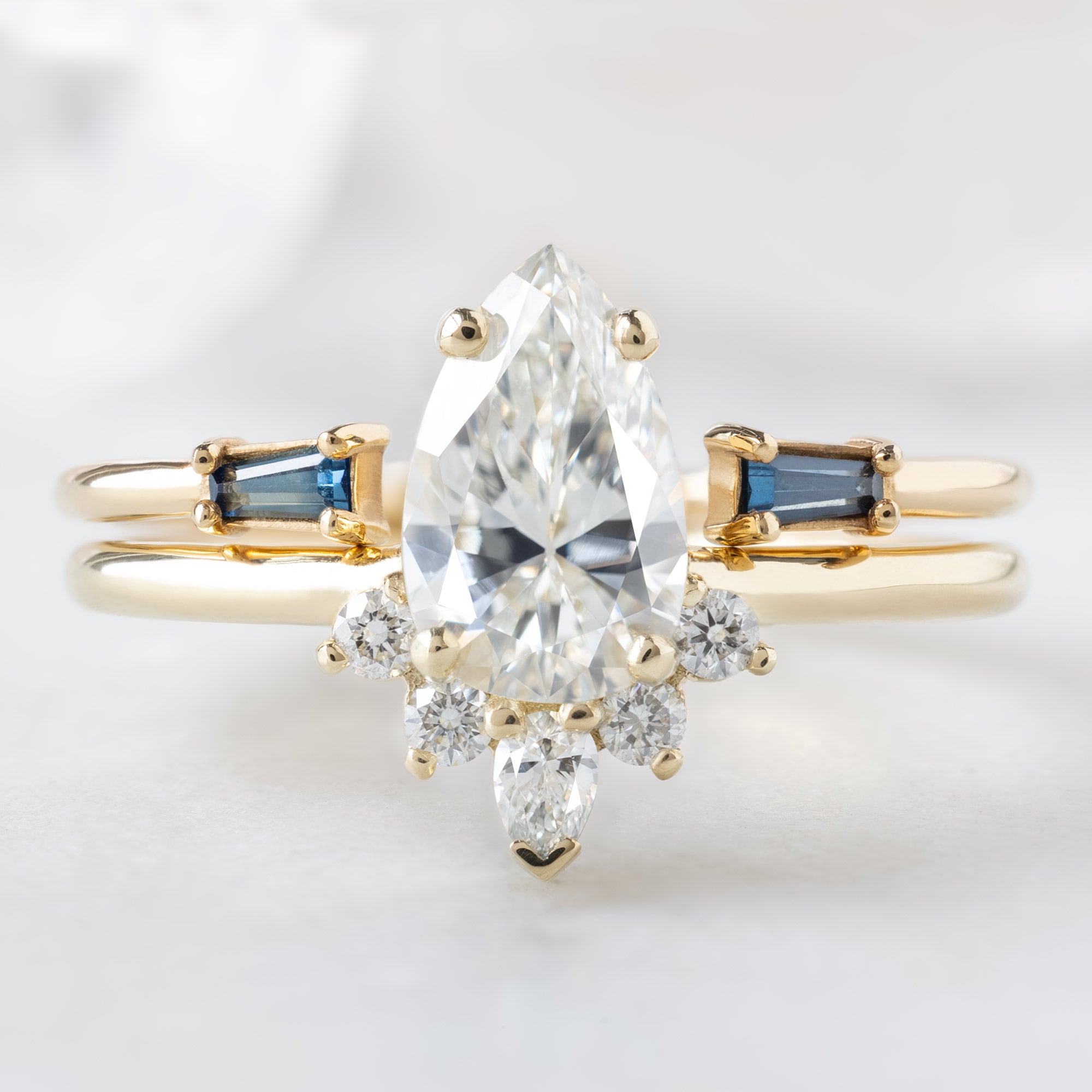 Alexis Russell  Engagement Rings The Aster Ring | .83ct Natural Pear White Diamond in 14K Yellow Gold
