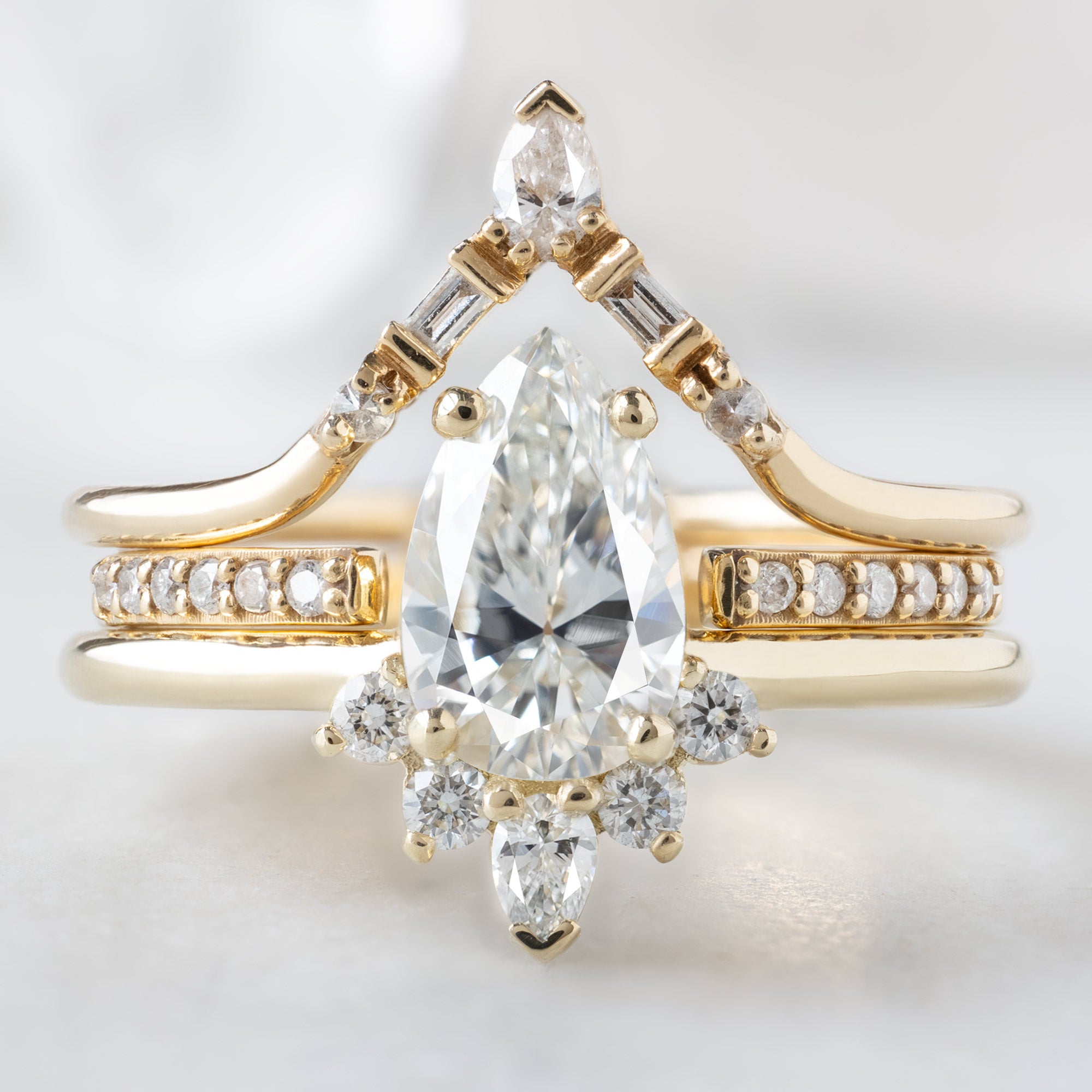Alexis Russell  Engagement Rings The Aster Ring | .83ct Natural Pear White Diamond in 14K Yellow Gold