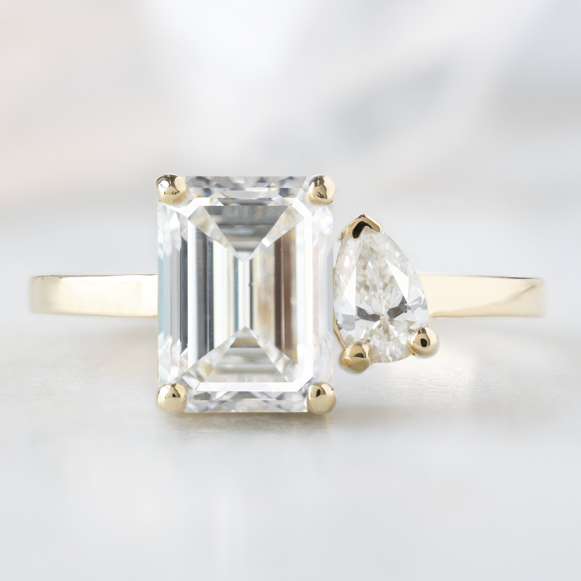 Alexis Russell  Engagement Rings The You and Me Ring | 1.74ct Lab Grown Emerald Cut White Diamond in 14K Yellow Gold