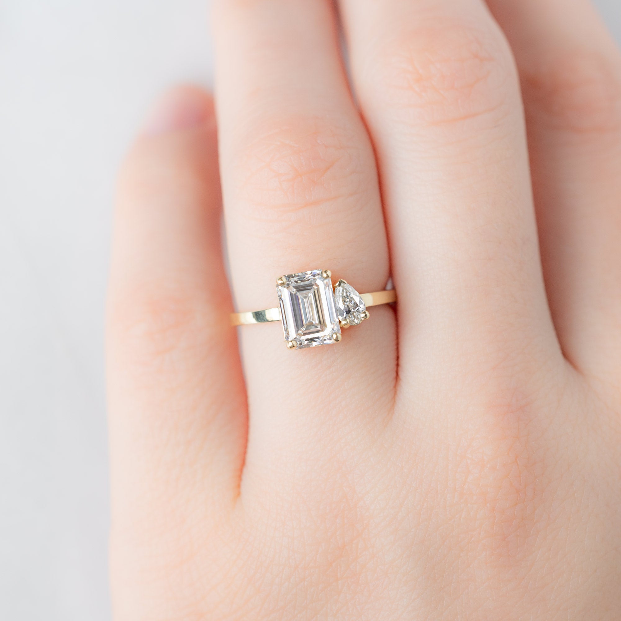 Alexis Russell  Engagement Rings The You and Me Ring | 1.74ct Lab Grown Emerald Cut White Diamond in 14K Yellow Gold