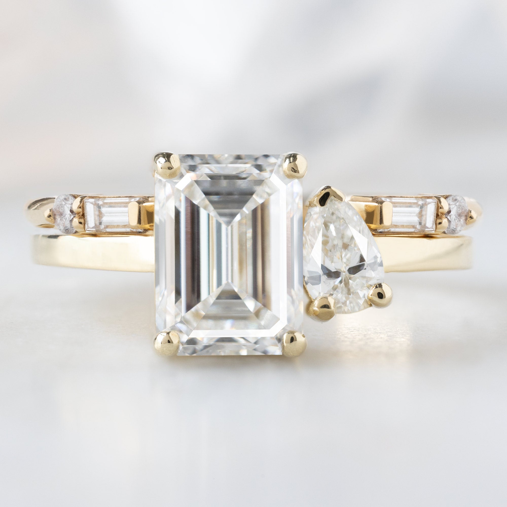 Alexis Russell  Engagement Rings The You and Me Ring | 1.74ct Lab Grown Emerald Cut White Diamond in 14K Yellow Gold