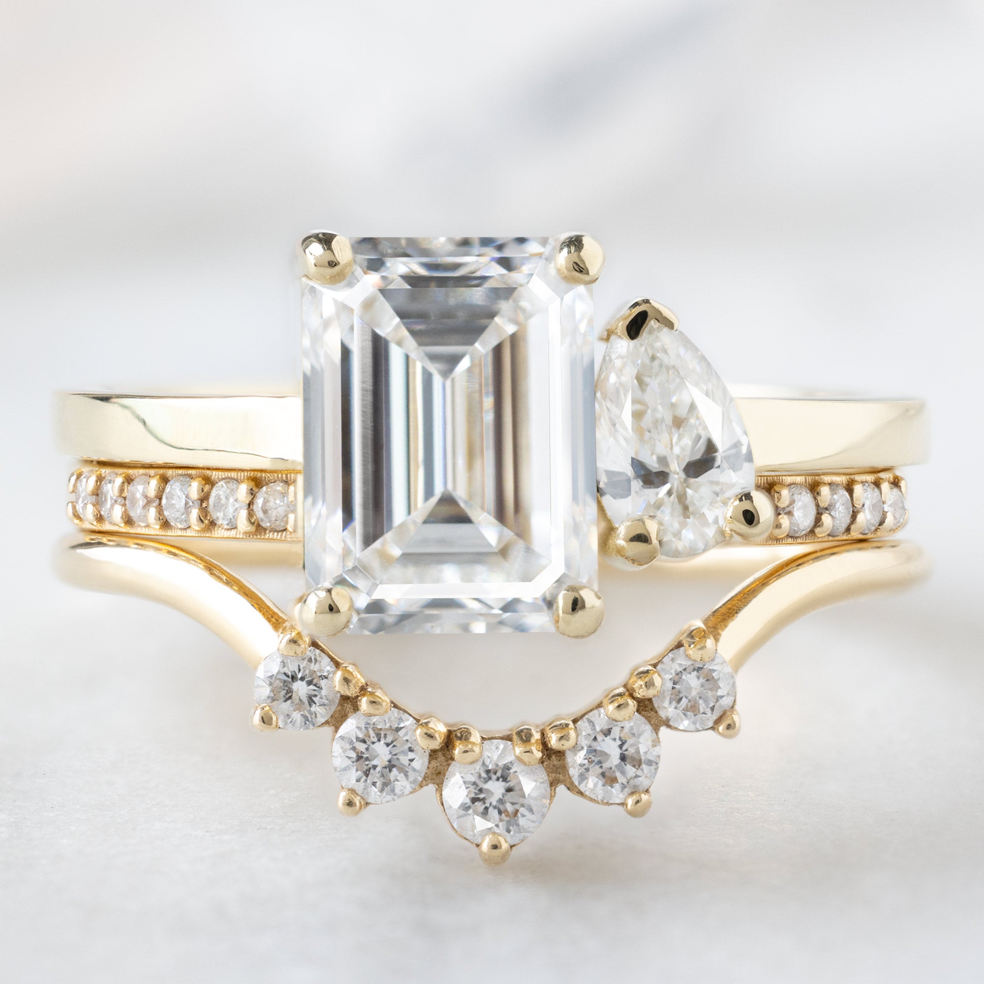 Alexis Russell  Engagement Rings The You and Me Ring | 1.74ct Lab Grown Emerald Cut White Diamond in 14K Yellow Gold