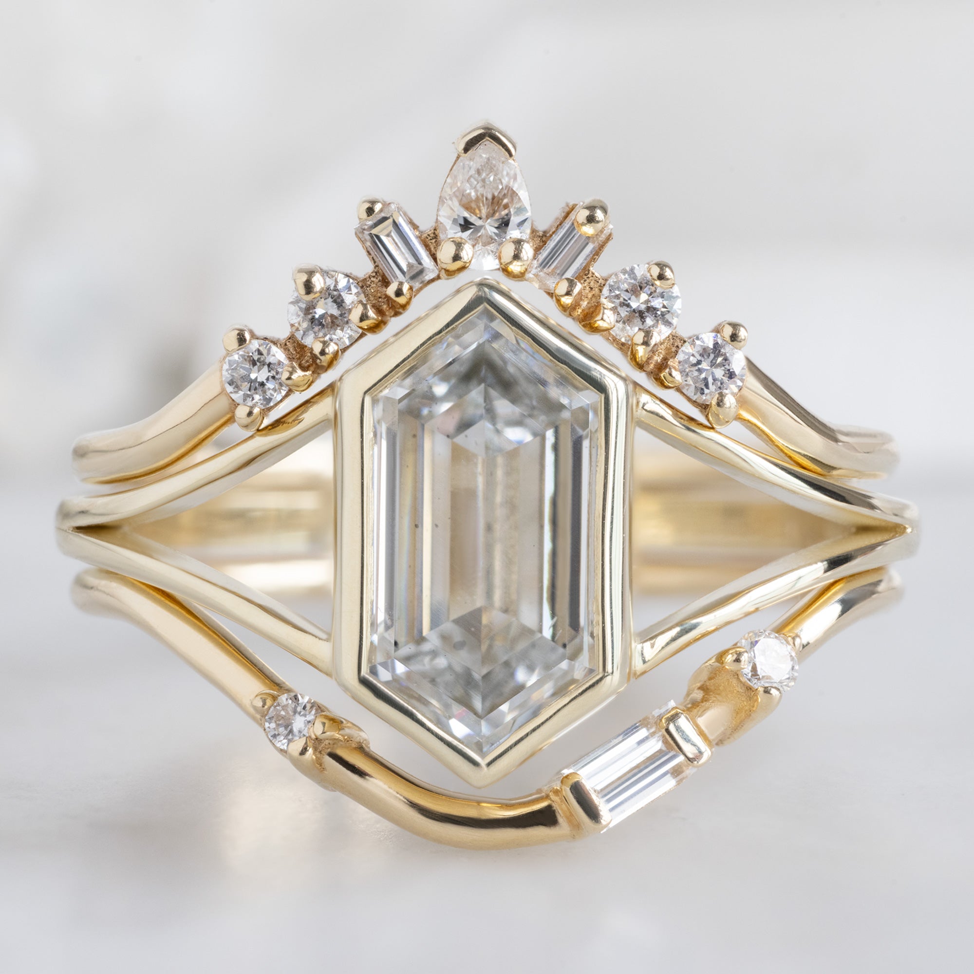 Alexis Russell  Engagement Rings The Magnolia Ring | 1.71ct Lab Grown Hexagon White Diamond in 14K Yellow Gold