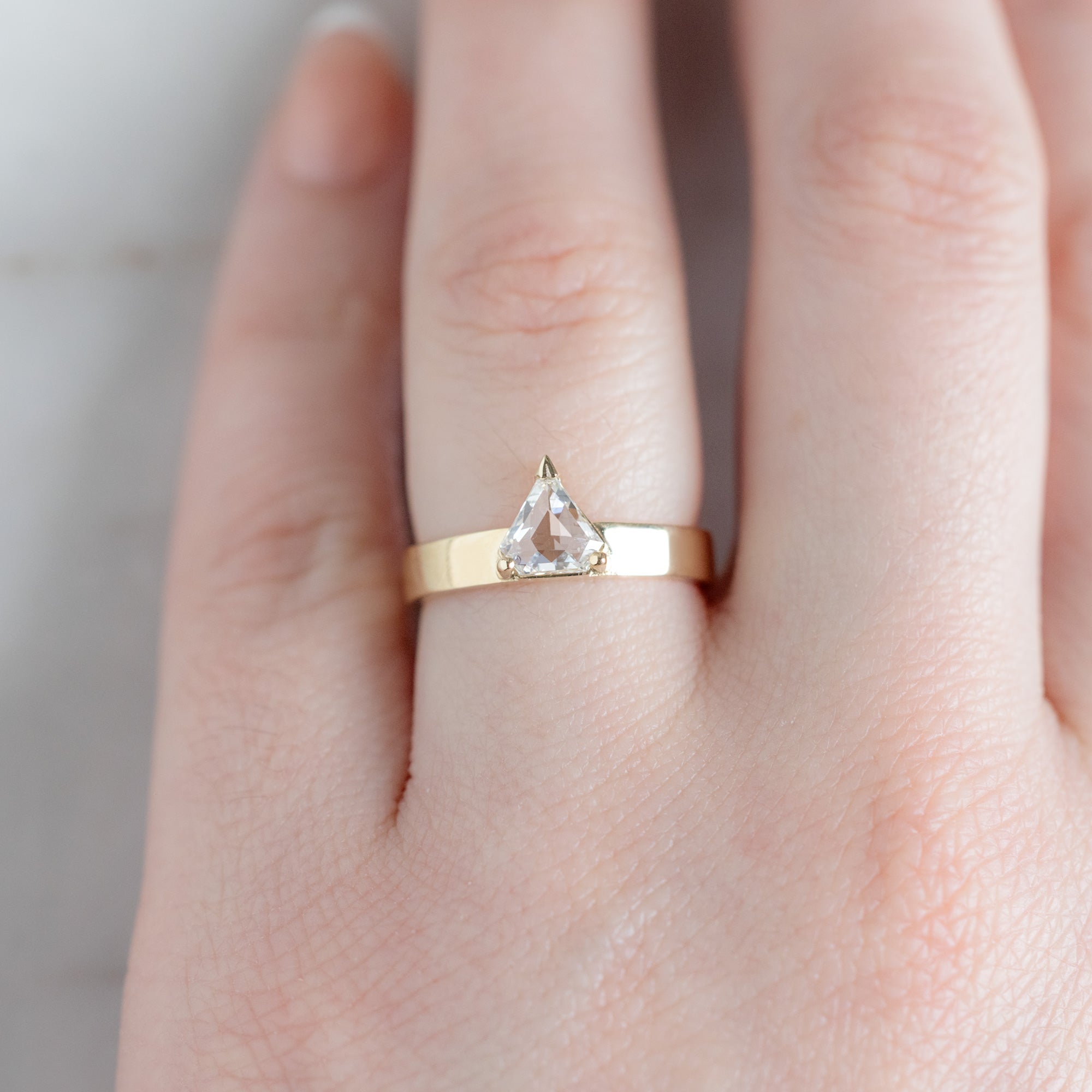 Alexis Russell  Engagement Rings The Cigar Ring | .66ct Natural Shield White Diamond in 14K Yellow Gold