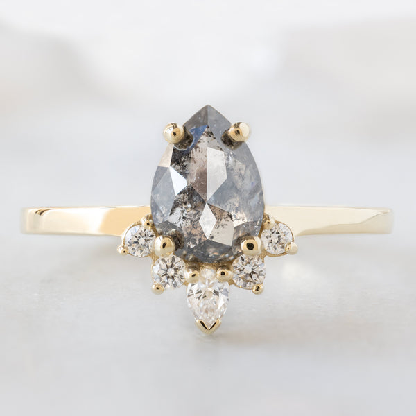Alexis Russell  Engagement Rings The Aster Ring | .90ct Pear Salt and Pepper Diamond in 14K Yellow Gold