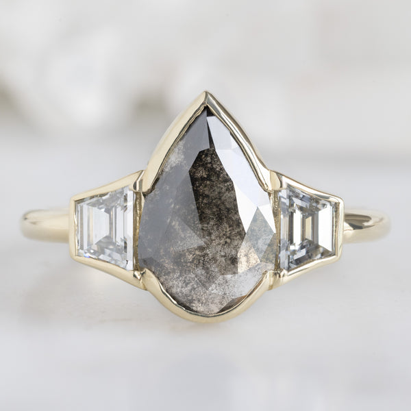 Alexis Russell  Engagement Rings The Luxe Jade Ring | 1.29ct Lab Grown Pear Salt and Pepper Diamond