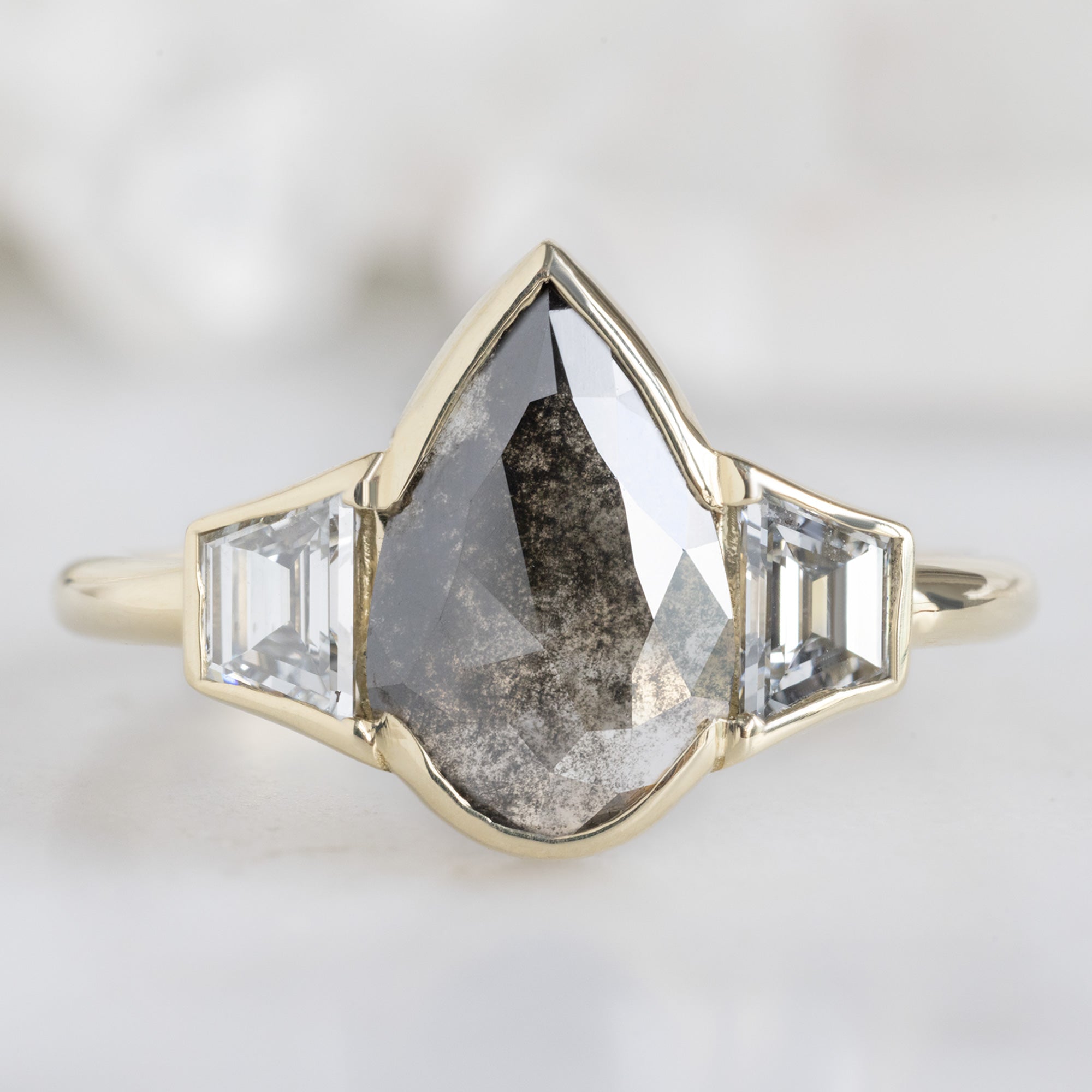 Alexis Russell  Engagement Rings The Luxe Jade Ring | 1.29ct Lab Grown Pear Salt and Pepper Diamond