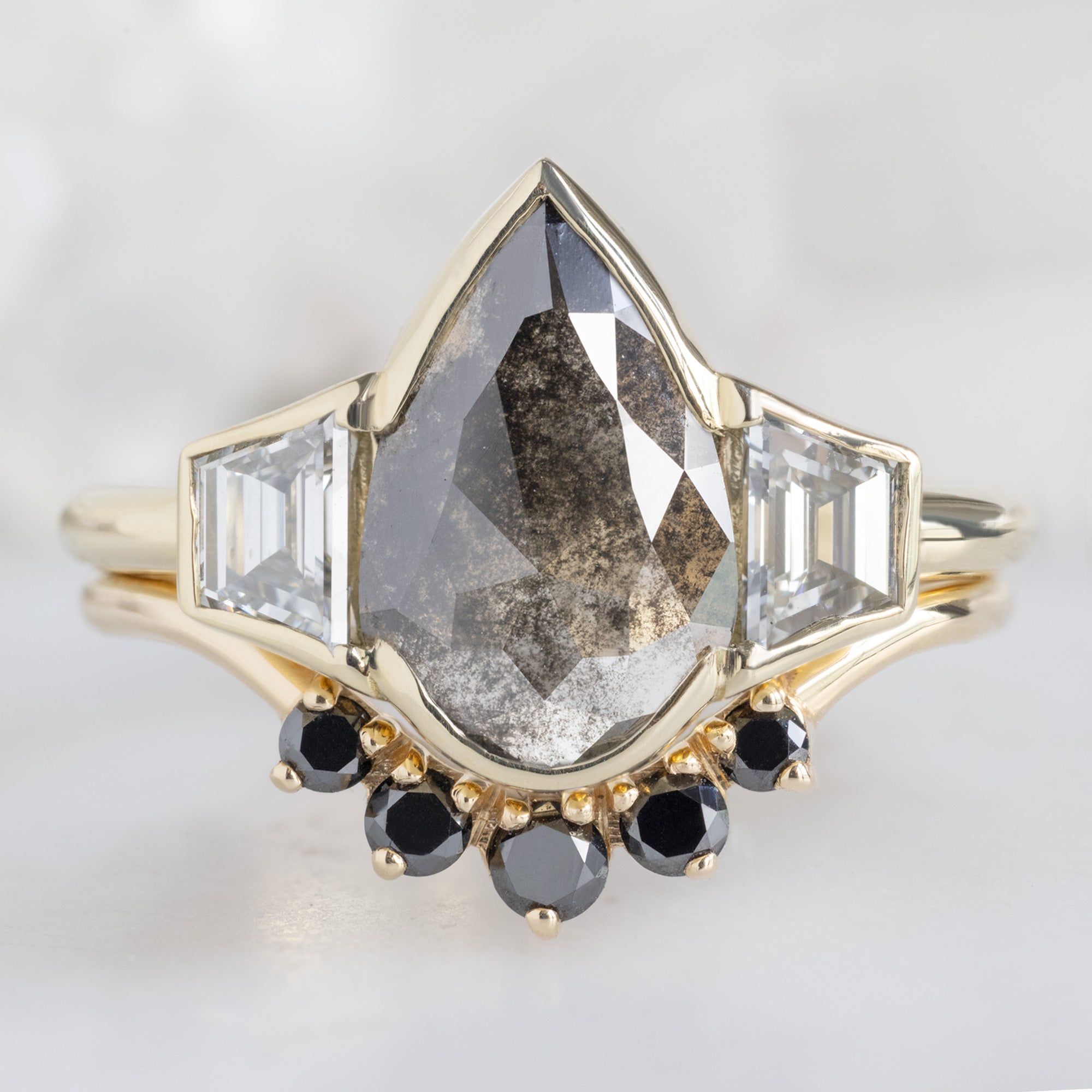 Alexis Russell  Engagement Rings The Luxe Jade Ring | 1.29ct Lab Grown Pear Salt and Pepper Diamond