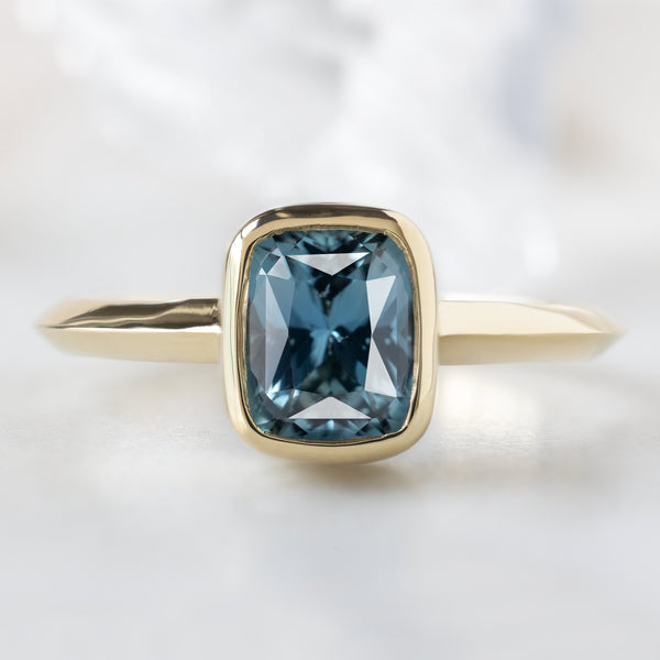 Alexis Russell  Engagement Rings The Hazel Ring | 1.78ct Cushion Cut Blue Sapphire in 14K Yellow Gold