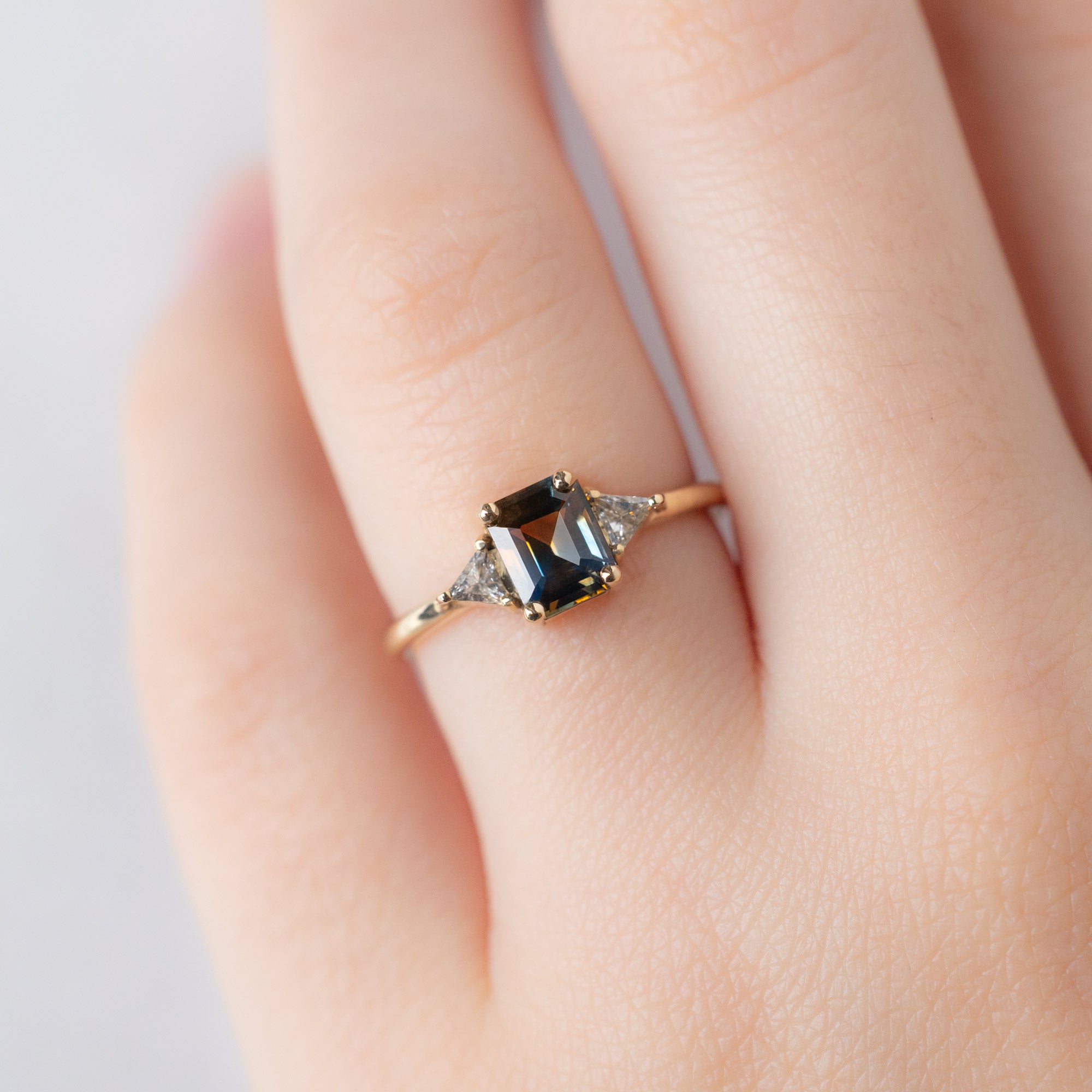 Alexis Russell  Engagement Rings The Jade Ring | Build Your Own Emerald Cut Blue Sapphire Engagement Ring