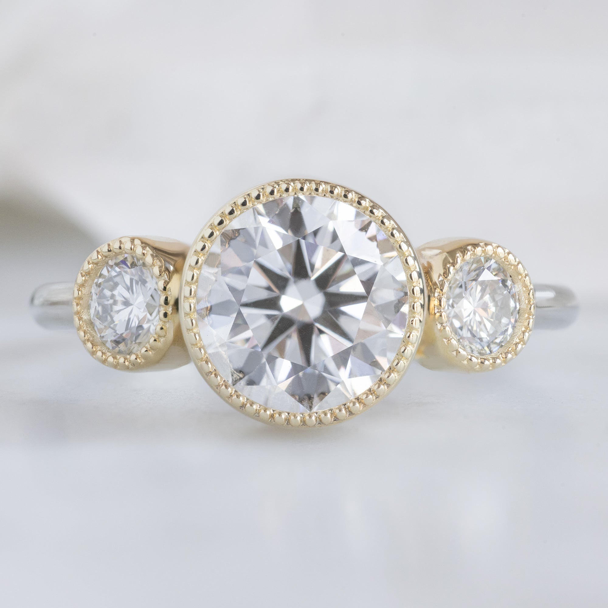 The Milgrain Jade Ring | 1.50ct Lab Grown Round White Diamond in