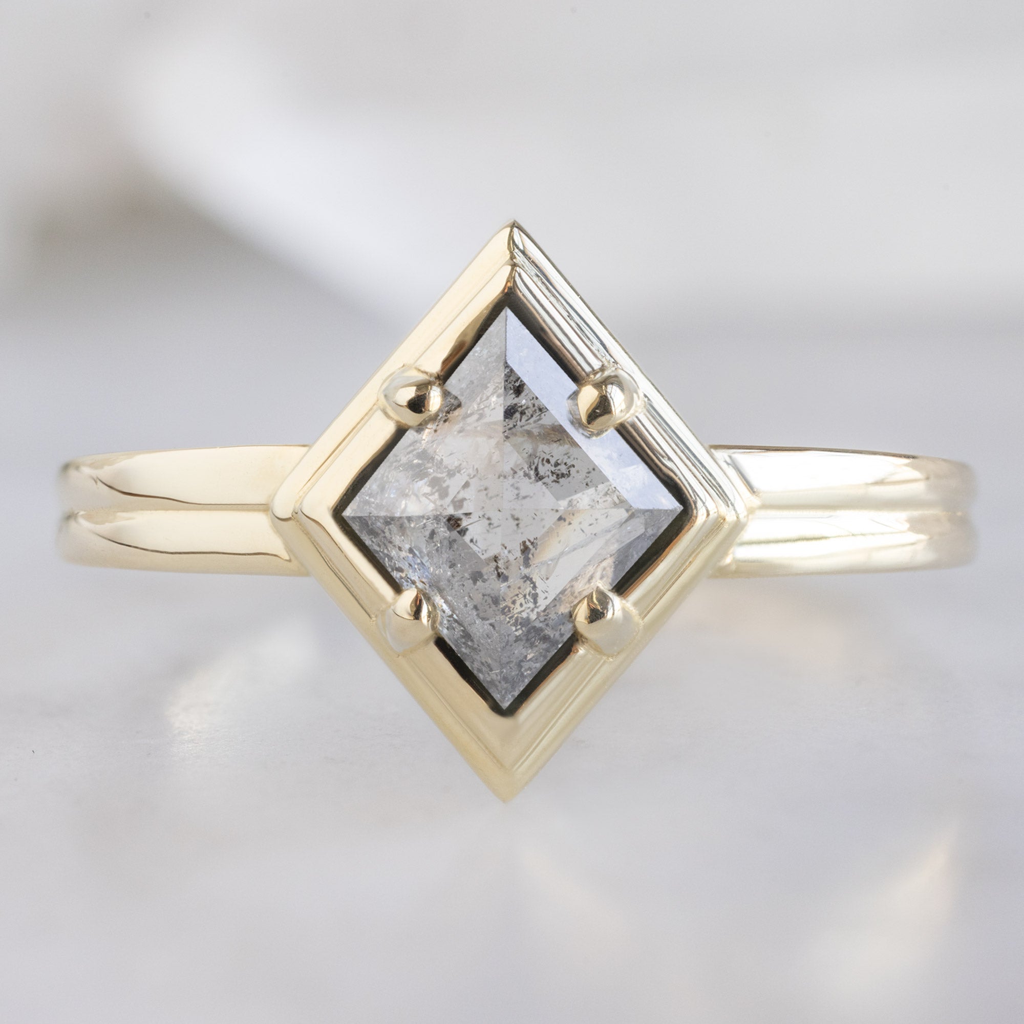 Alexis Russell  Engagement Rings The Stratum Ring | with a .78ct Kite Salt and Pepper Diamond in 14K Yellow Gold