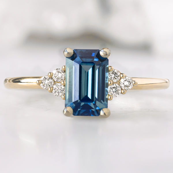 Alexis Russell  Engagement Rings The Ivy Ring | with a 1.2ct Emerald Cut Blue Sapphire in 14K Yellow Gold