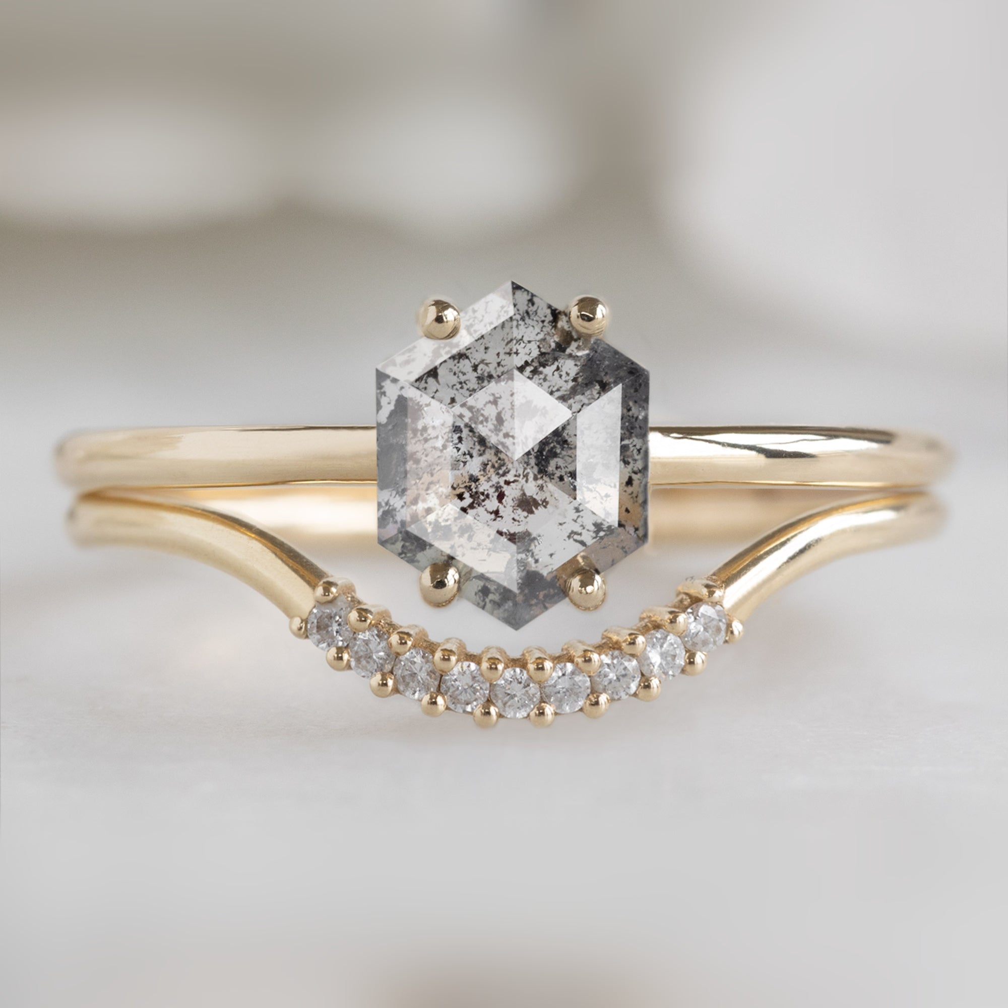 Alexis Russell  Engagement Rings The Bryn Ring | Build Your Own Hexagon Salt and Pepper Diamond Engagement Ring