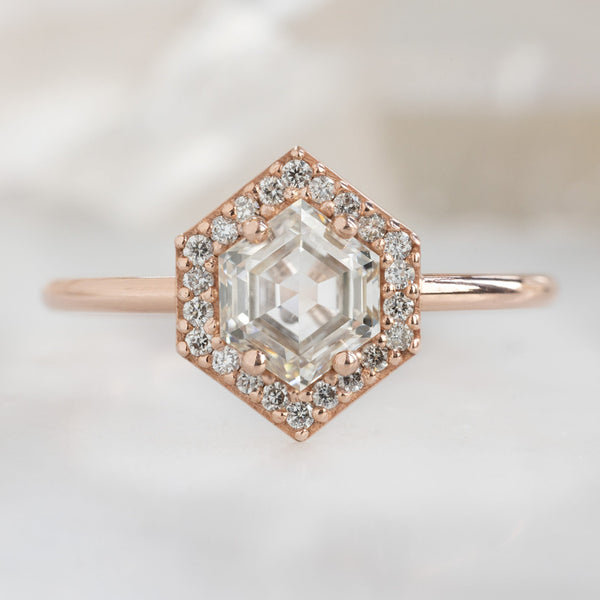 The Dahlia Ring | 0.77ct Hexagon Pink Diamond in 14K Rose Gold