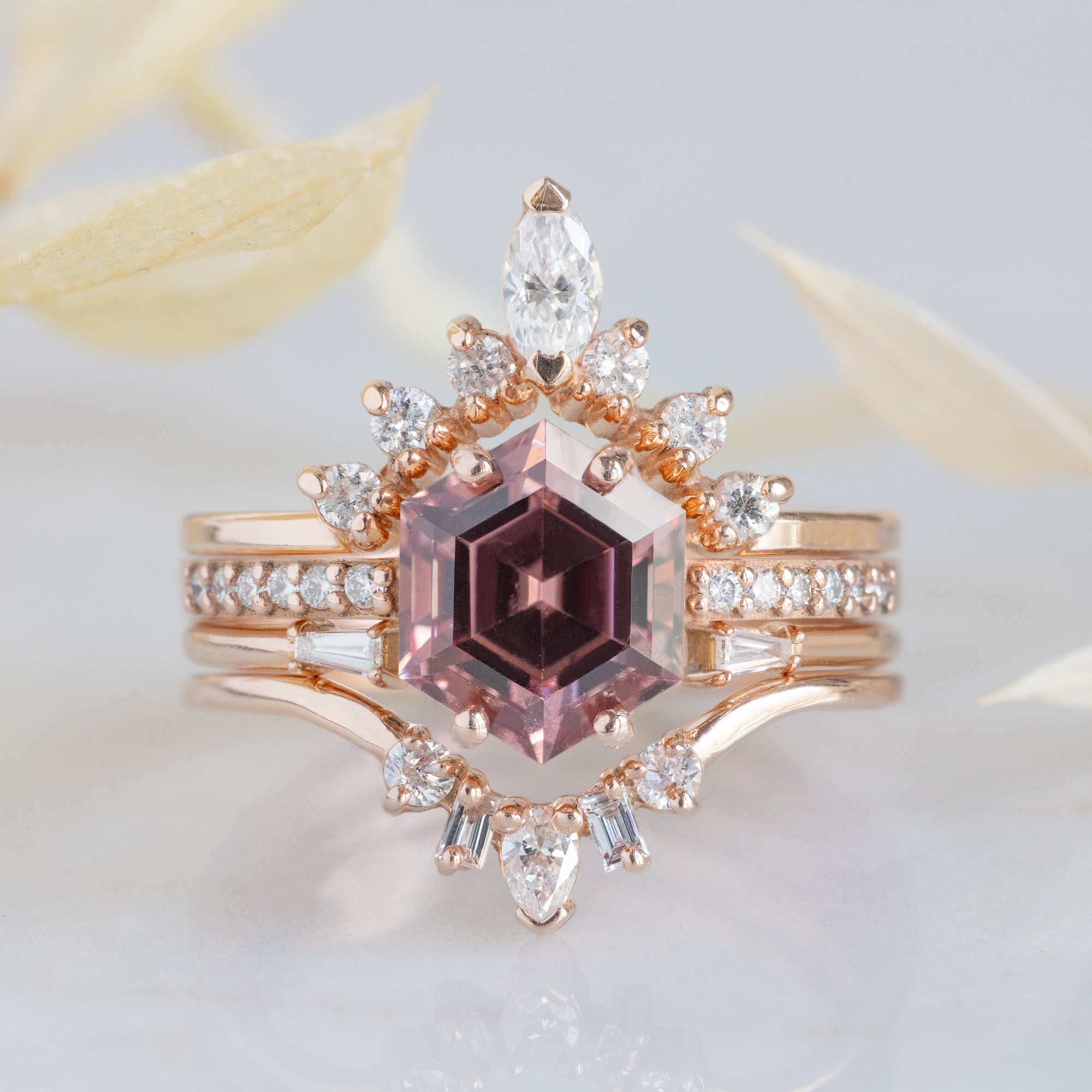 buy:one-of-a-kind-marquise-white-diamond-sunburst-stacking-band-14k-gold,the-willow-ring-1-88ct-hexagon-cut-garnet-in-14k-rose-gold,one-of-a-kind-open-cuff-baguette-white-diamond-stacking-band-14k-or-18k-rose-gold,one-of-a-kind-geometric-white-diamond-sunburst-stacking-band-14k-or-18k-rose-gold