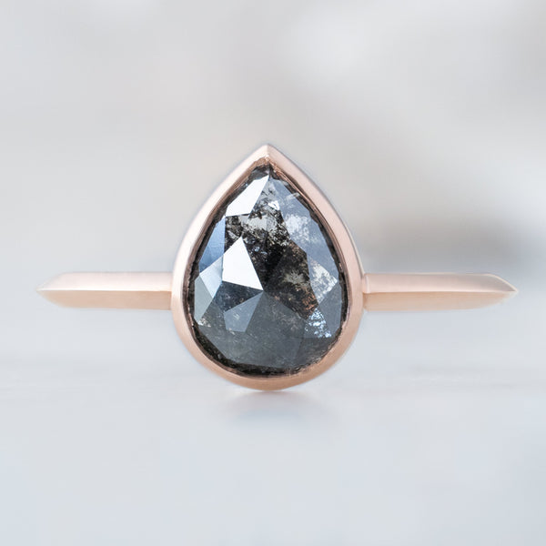 The Hazel Ring | 1.68ct Rose Cut Black Diamond in 14K Rose Gold