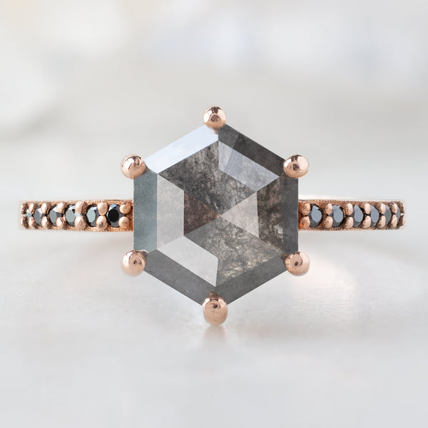Alexis Russell Engagement Rings The Willow Ring | 1.74ct Hexagonal Black Diamond in 14K Rose Gold