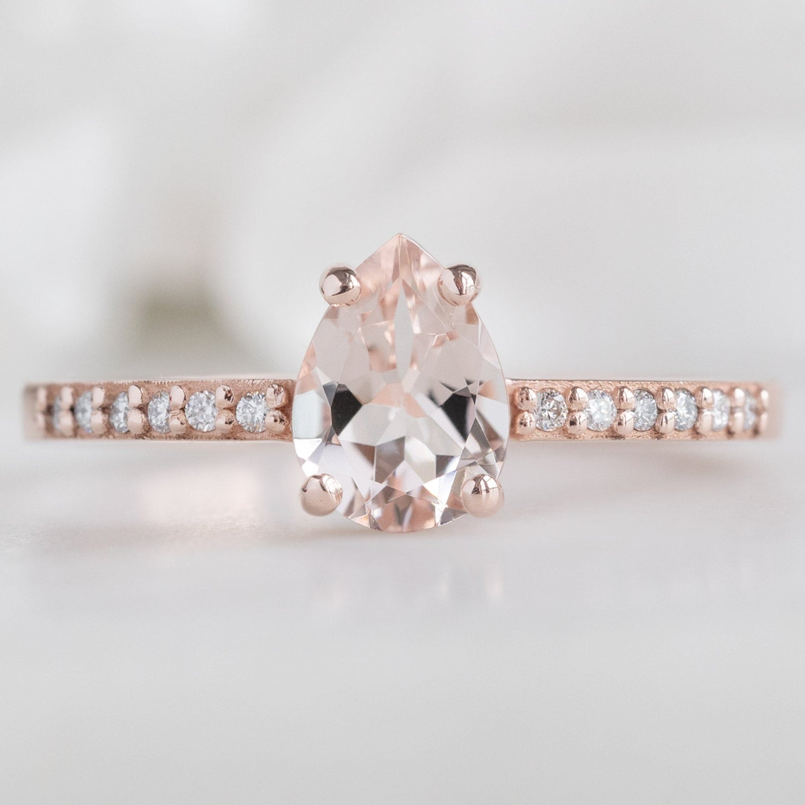 The Willow Ring | 0.58ct Pear Morganite in 14K Rose Gold
