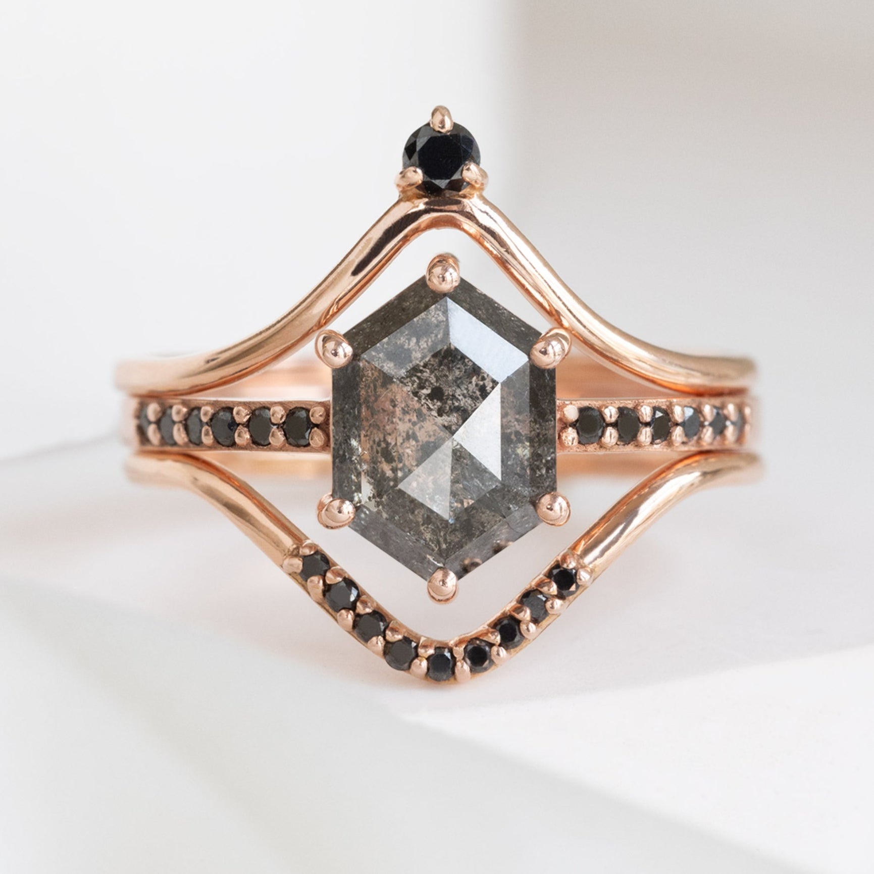The Willow Ring | Build Your Own Hexagon Black Diamond Engagement Ring
