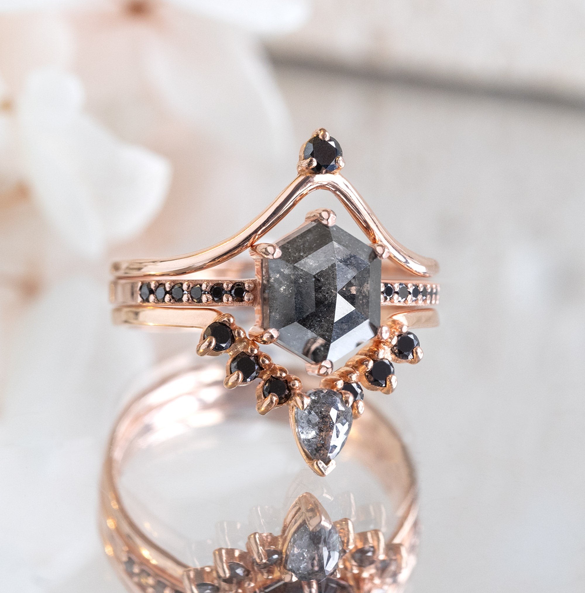 The Willow Ring | Build Your Own Hexagon Black Diamond Engagement Ring