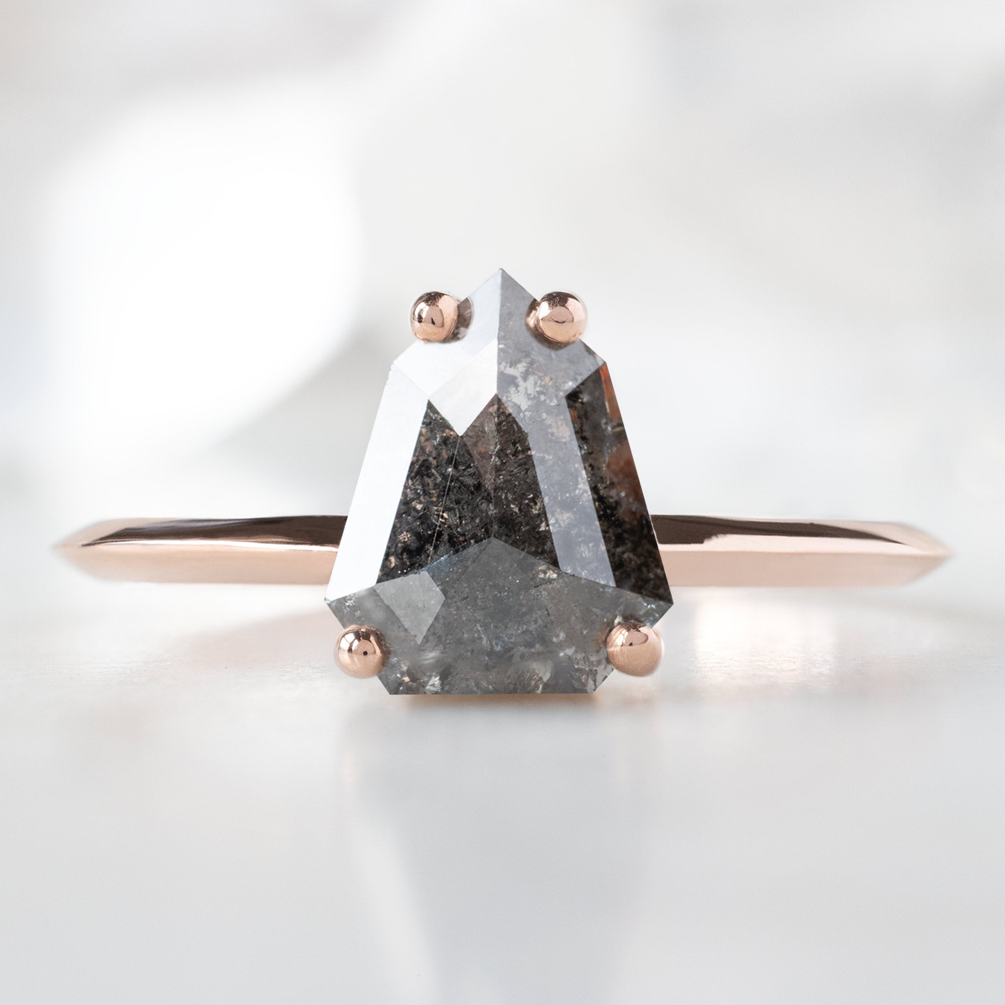 The Bryn Ring | 1.34ct Geometric Black Diamond in 14K Rose Gold