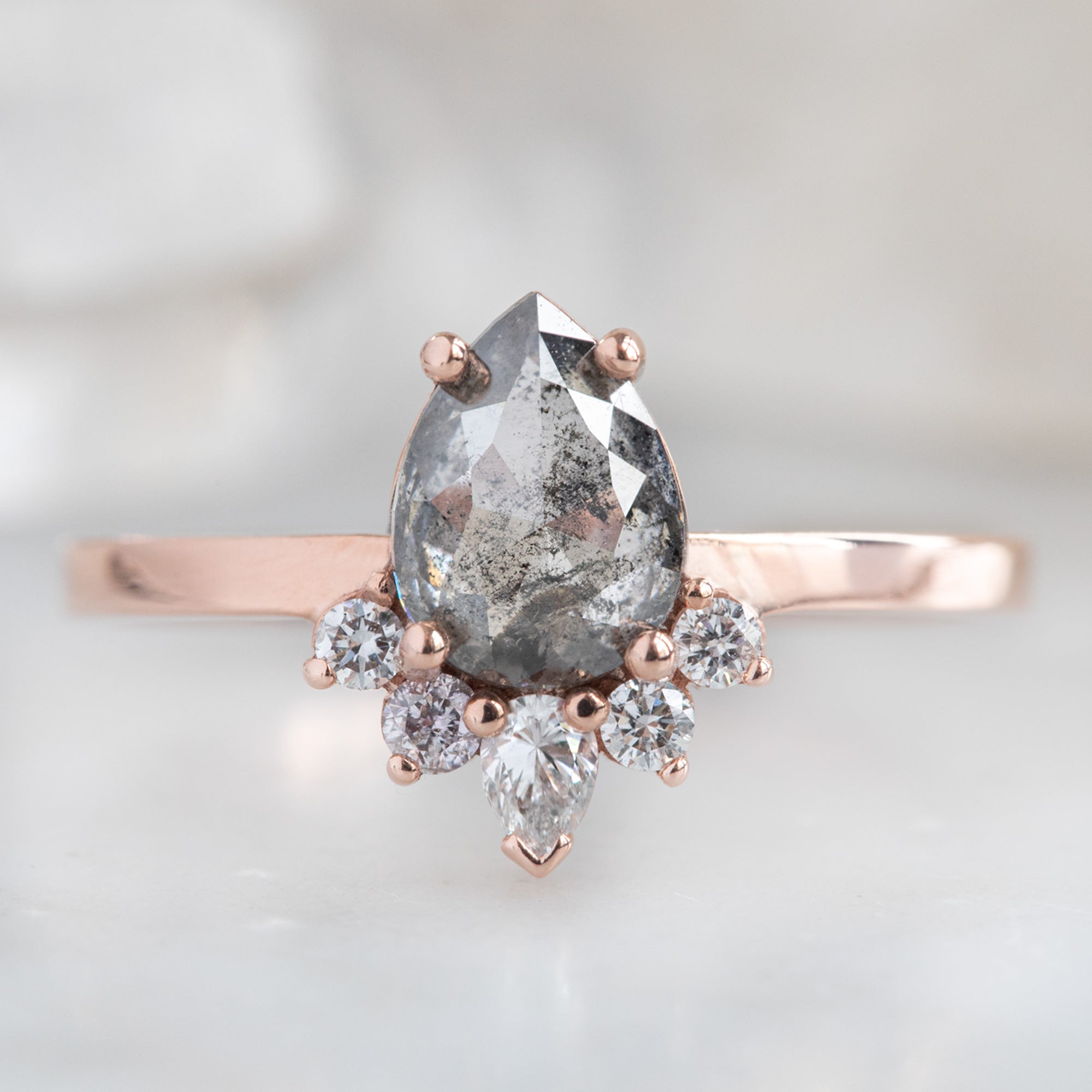 The Aster Ring | Build Your Own Pear Salt and Pepper Diamond Engagement Ring